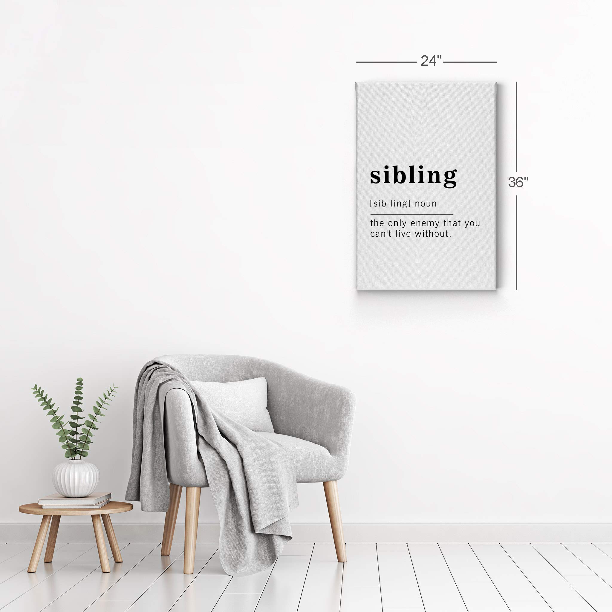 Funny Sibling Definition Dictionary Art Print - Inspirational Quote Canvas Wall Decor for Office, Living Room, Bedroom & Bathroom - Ready to Hang Home Decor Gift (40x30 Inches, Made in USA) - Perfect for Family Spaces, Sibling Gifts & Home Styling