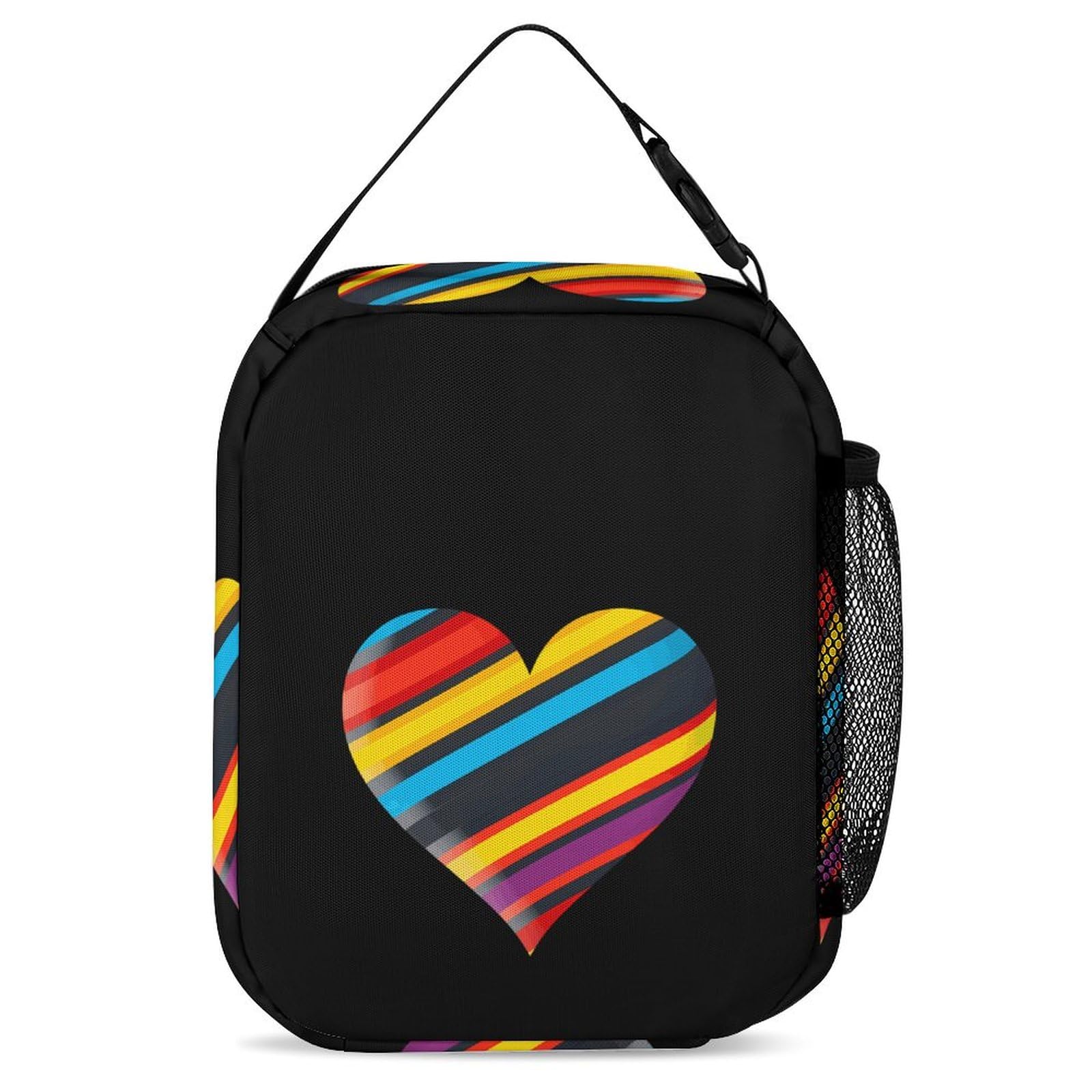 LGBTQ+ Rainbow Heart Print 3-Piece Backpack Set - Laptop Backpack, Lunch Bag & Pencil Case for School, Work & Pride Events | Water-Resistant & Durable