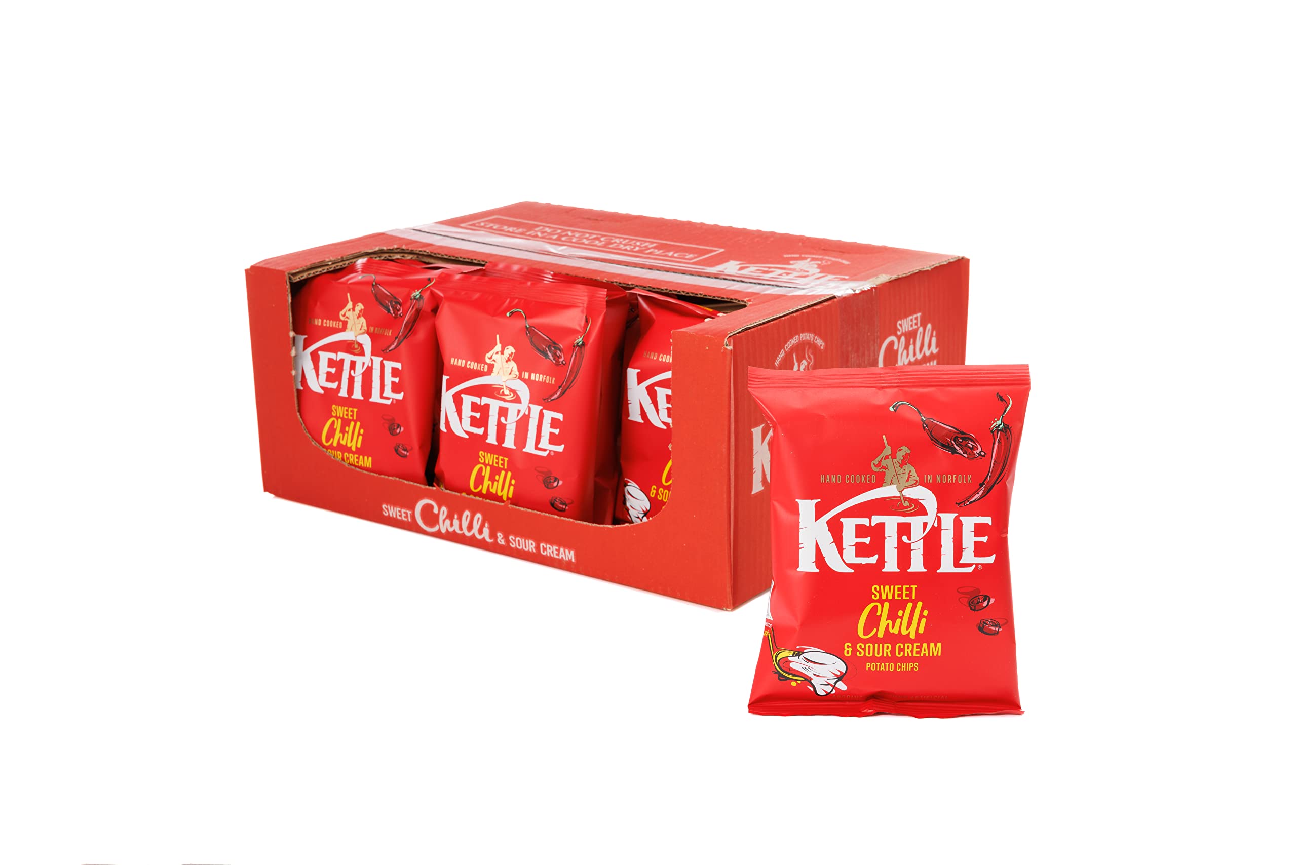 Kettle Chips Sweet Chili 40g (Pack of 18) | Crunchy Gluten-Free Potato Snacks | Perfect for Parties, Picnics & Movie Nights