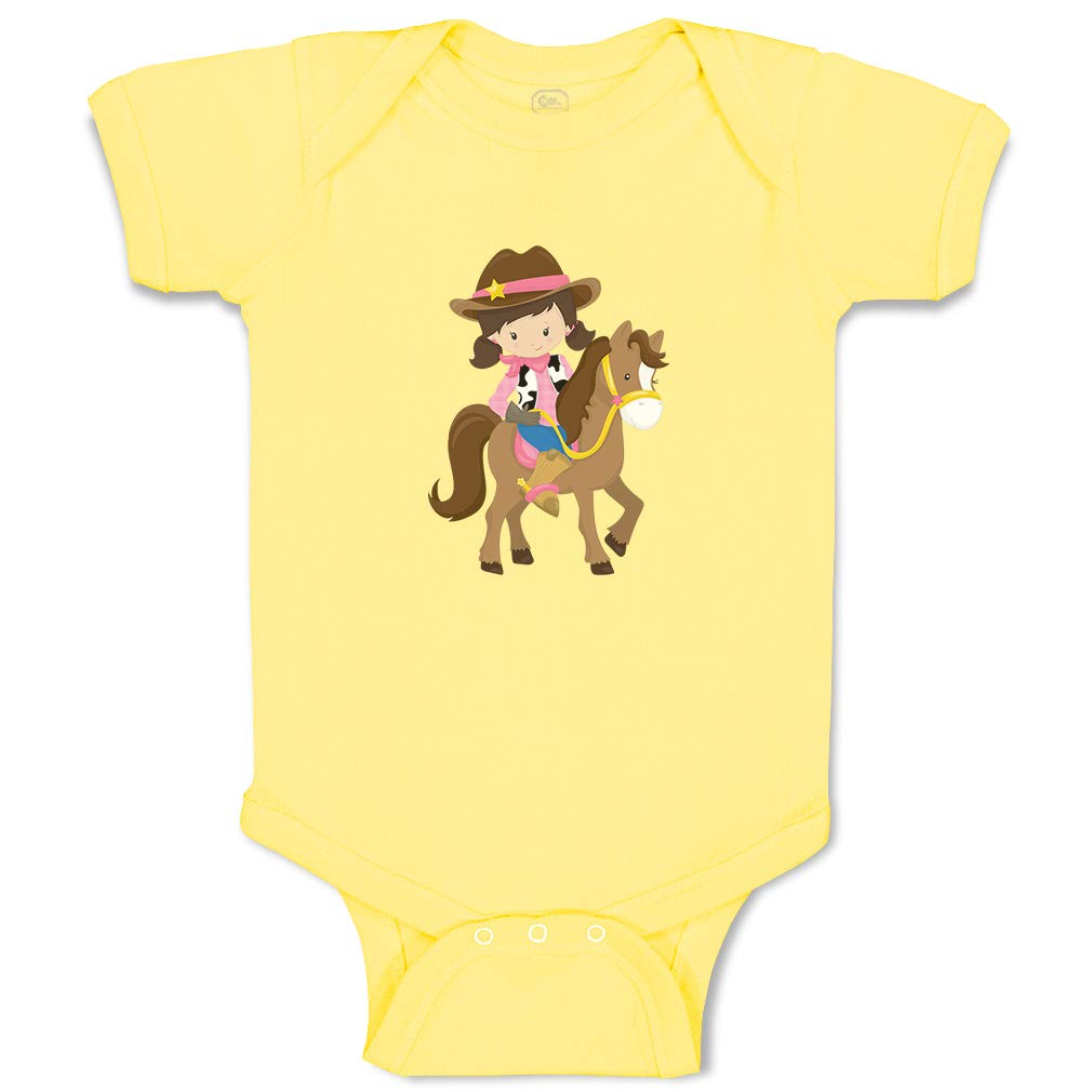 Cute Cowgirl Baby Bodysuit - Brown Horse Cotton Outfit for Playtime