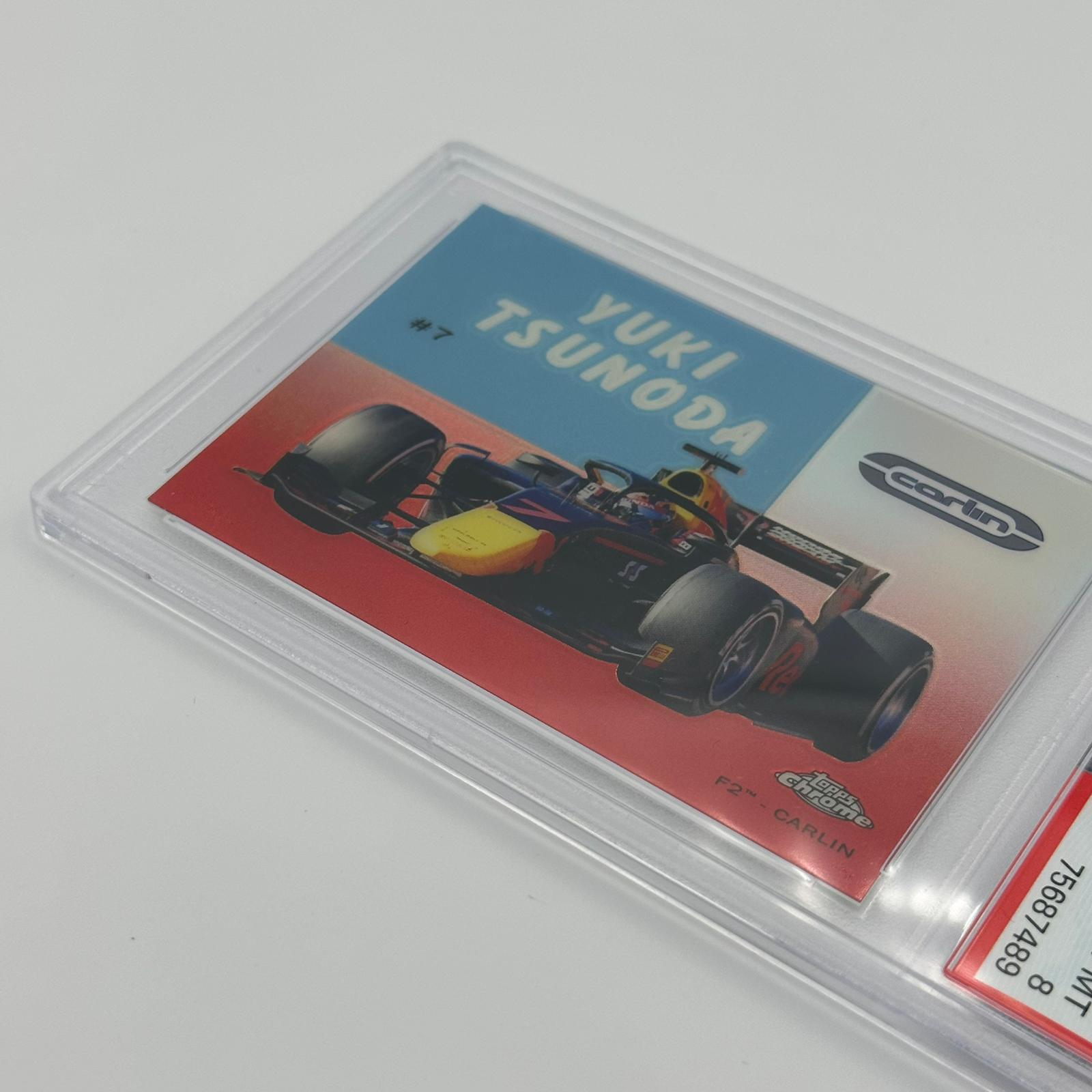 PSA 8 Yuki Tsunoda F2 Driver #54W 28 Red Refractor Trading Card - Rare Collectible for Motorsport Fans & Racing Memorabilia Enthusiasts
