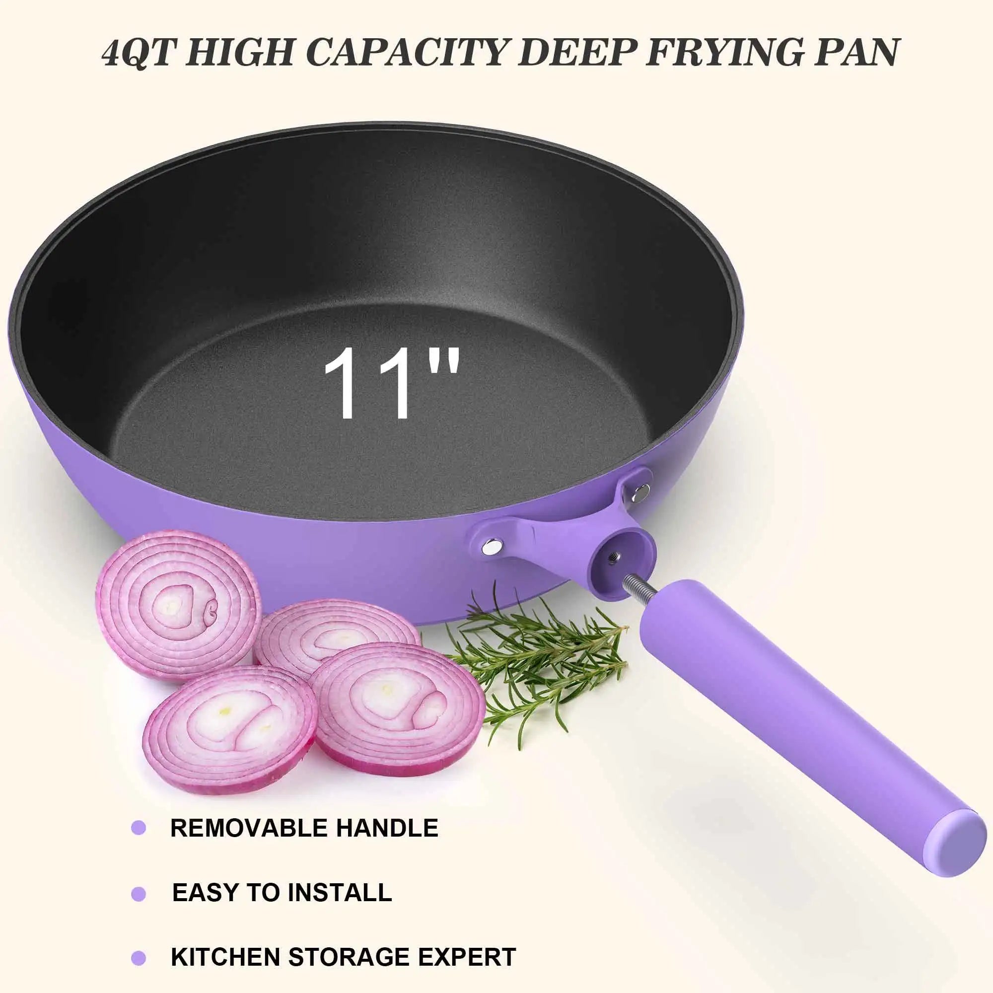 Nonstick Deep Frying Pan with Stay-Cool Handle - 10 Inch Skillet for Healthy Cooking, Perfect for Frying, Searing & Sauteing - Ideal for Home Kitchen, Restaurant & Camping Use