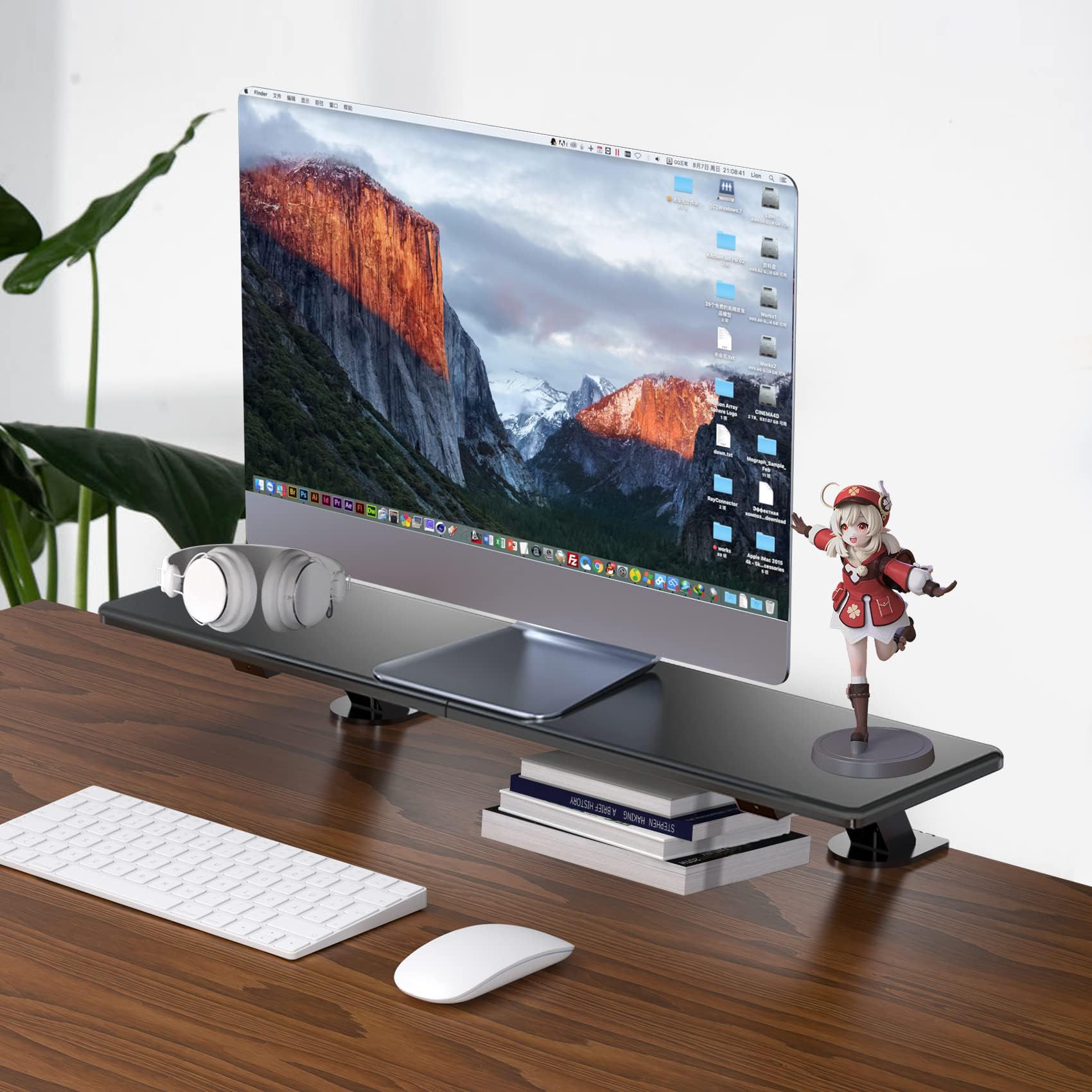 Suptek 32 Inch Dual Monitor Desk Mount Riser Shelf - Adjustable Computer Stand for 2 Monitors, Laptop, Printer, Notebook (32.2” x 7.8” x 5.7”) - Perfect for Home Office, Gaming Setup & Workspace Organization