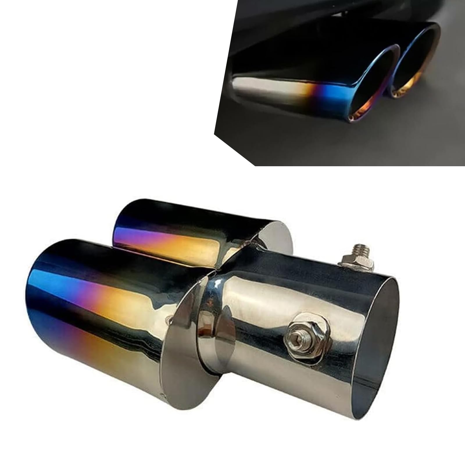 Stainless Steel Car Muffler Tailpipe - Straight Flat Exhaust Pipe for Most Cars (Roasted Blue) - Upgrade Your Ride