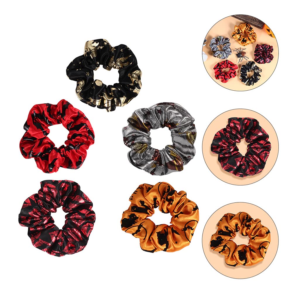 Lurrose 5-Pack Halloween Hair Scrunchies - Elastic Hair Ties for Women & Girls - Soft Ponytail Holders for Costumes, Parties & Everyday Use