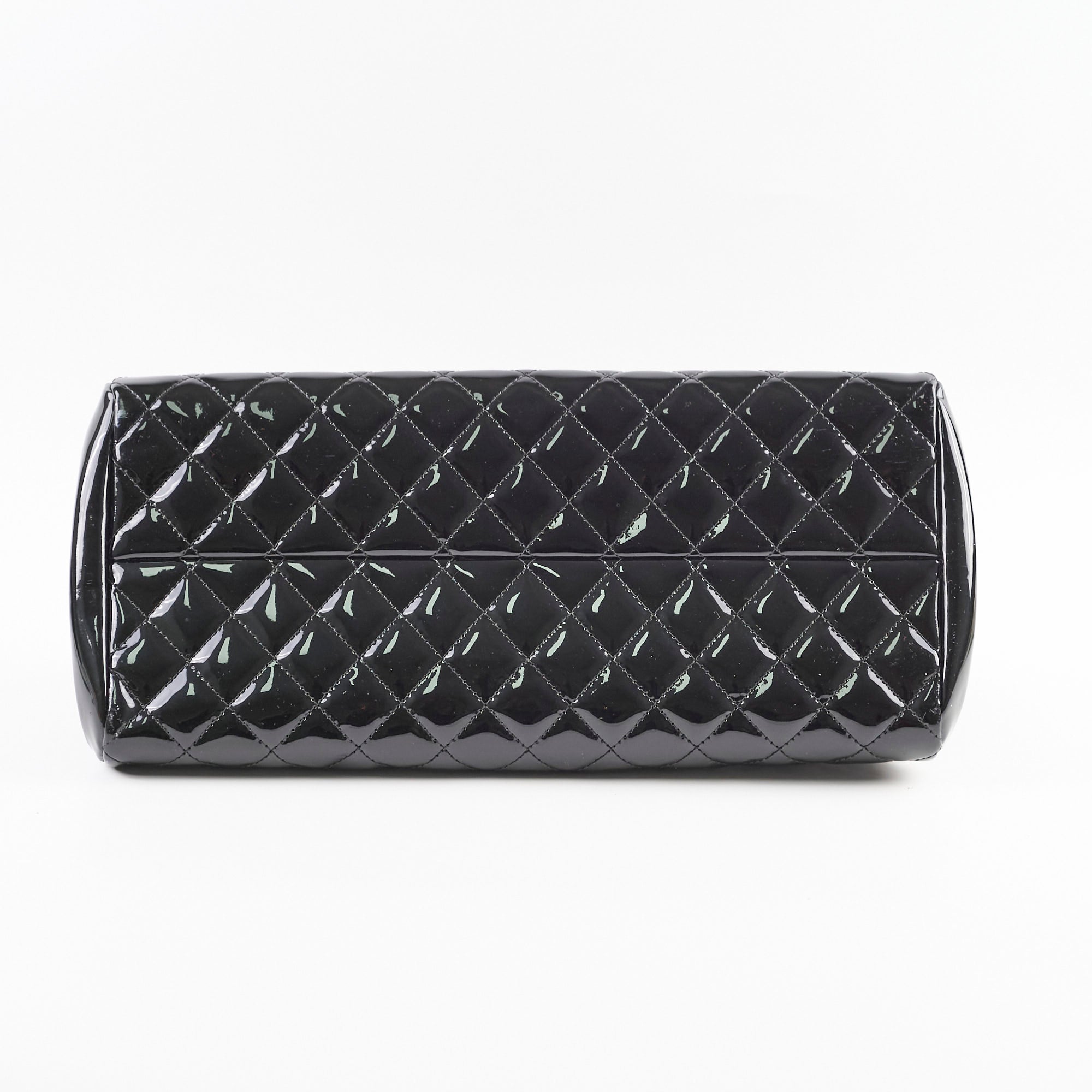 Chanel Mademoiselle Matelasse Coco Mark Bowling Bag in Patent Black Leather - Luxury Designer Handbag for Women, Perfect for Work, Travel & Evening Events