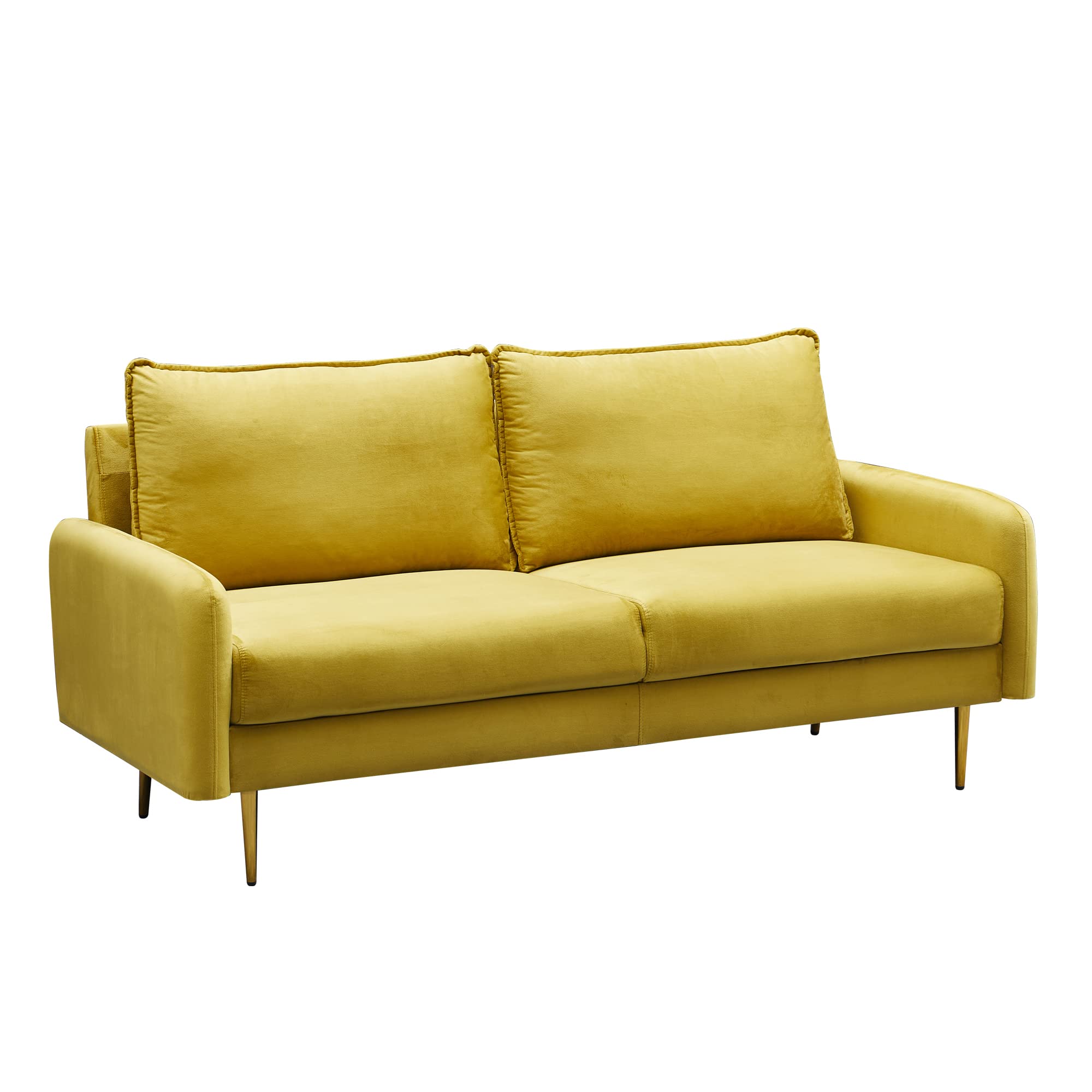 Velvet Sofa Modern Tufted Loveseat with Sturdy Metal Legs - Gold | Comfortable Small Couch for Living Room, Bedroom, Office & Playroom | Perfect for Cozy Seating, Home Decor & Small Spaces