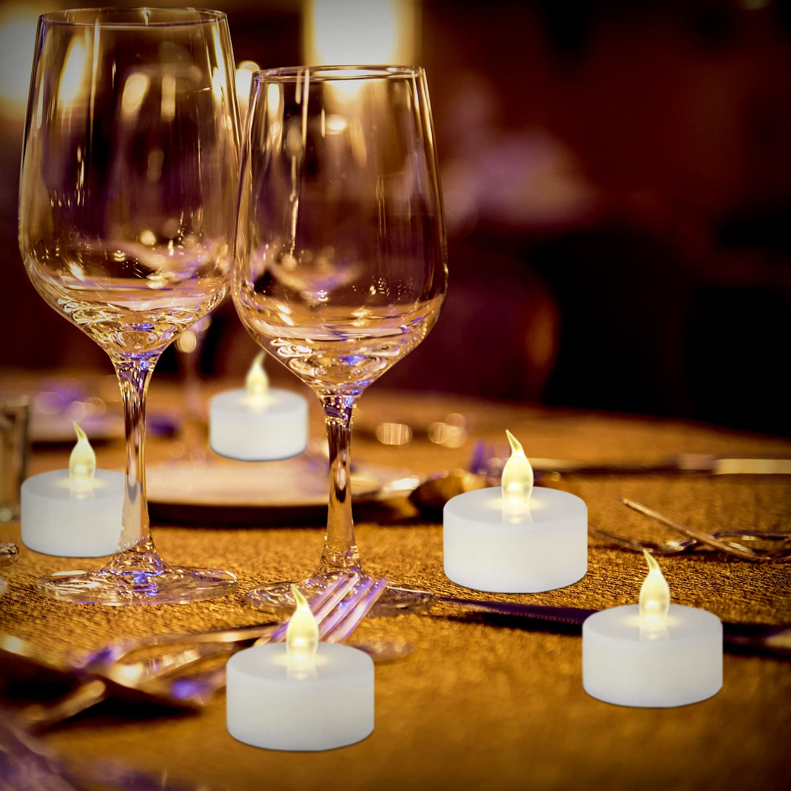 Flameless LED Tea Light Candles 24 Pack - Battery Operated Fake Candles with Warm White Flickering Light, Unscented, Batteries Included - Perfect for Christmas, Weddings, Halloween, Home Decor & Romantic Ambiance