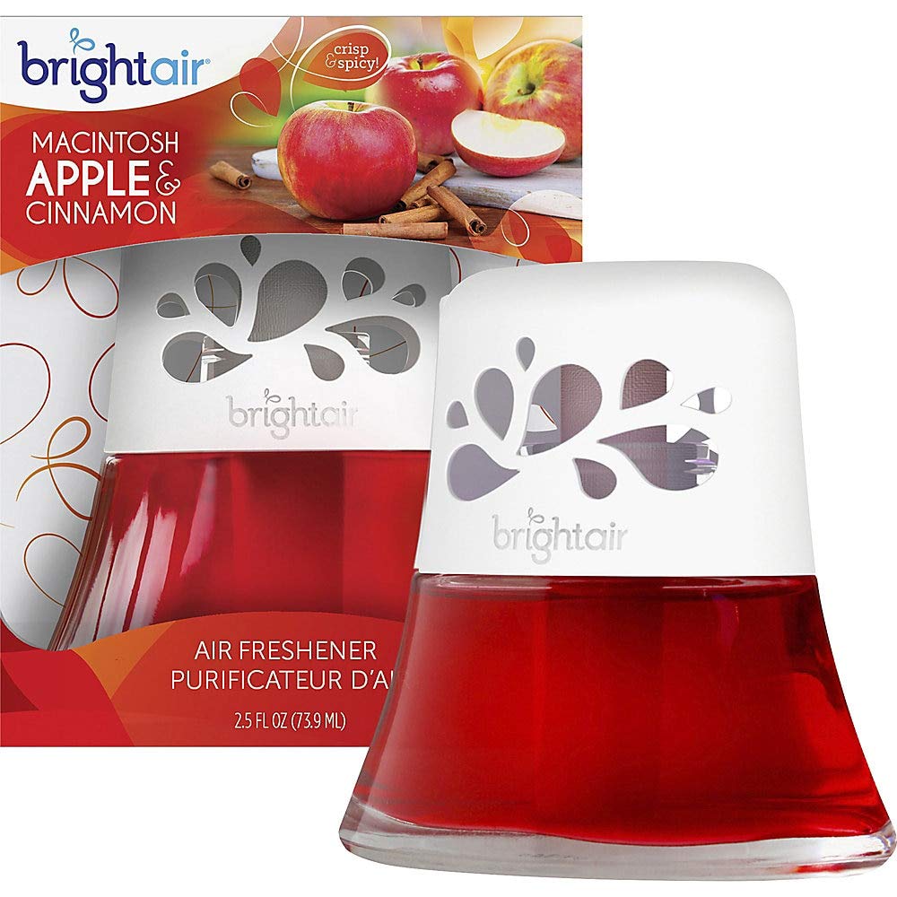 BRIGHT Air 900022CT Macintosh Apple & Cinnamon Scented Oil Air Freshener - 2.5oz (6-Pack) | Home, Office & Car Odor Eliminator | Long-Lasting Fragrance for Indoor Spaces