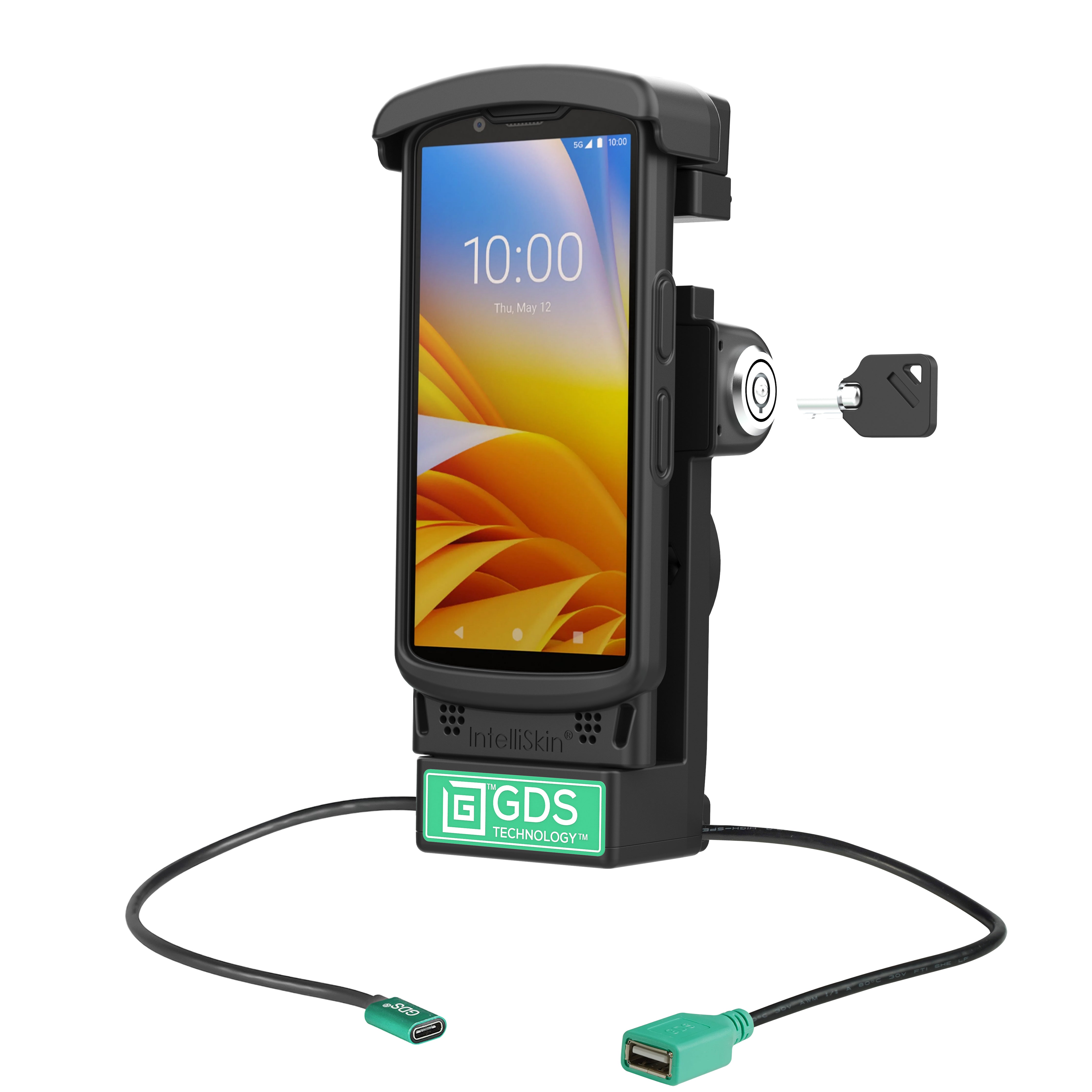 GDS® Locking Powered Dock with USB-A Port for Zebra TC2x & TC5x Mobile Computers (RAM GDS DOCKL V12 ZE2434CPDU) - Secure Charging Station for Retail, Warehouse & Logistics Use