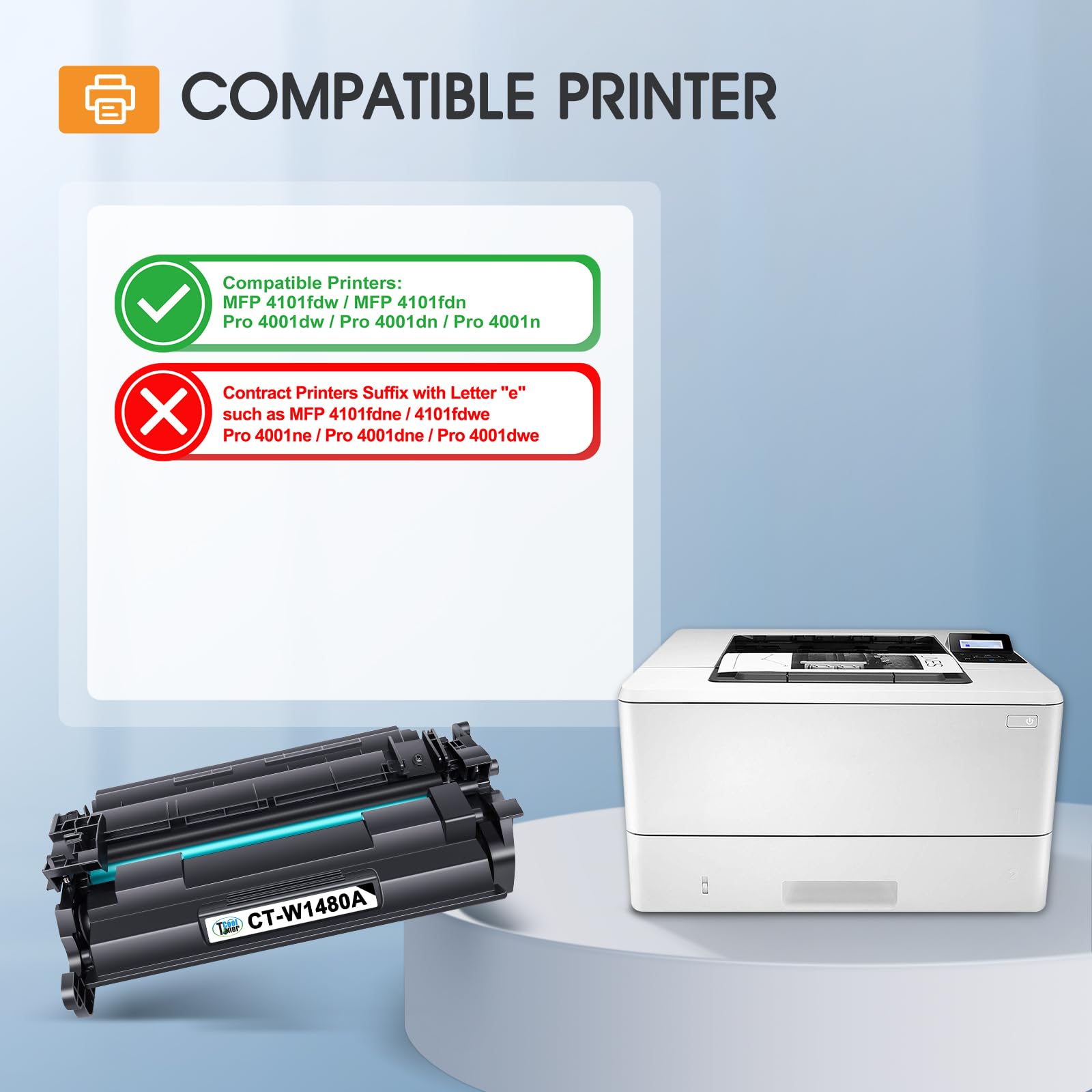 HP 148A W1480A Black Toner Cartridge - 4 Pack Compatible Replacement for HP 148A/148X/W1480A/W1480X - Works with HP LaserJet MFP 4101fdw/4101fdn/Pro 4001dw/4001dn/4001n Printers - Ideal for Office & Home Printing Needs