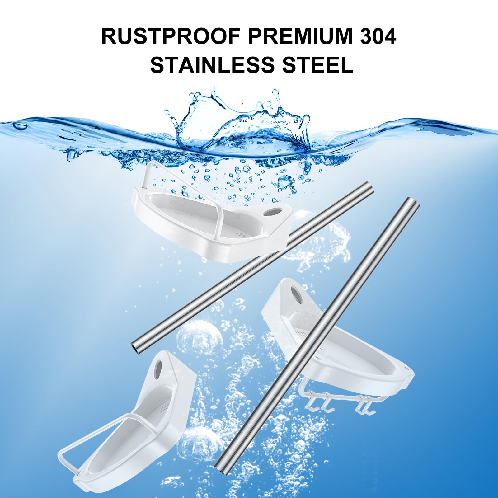 Adjustable Stainless Steel Corner Shower Tension Pole - 4 Tier Bathroom Shelf Organizer for Shampoo, Soap & Towels | Space Saving Shower Storage Solution for Small Bathrooms