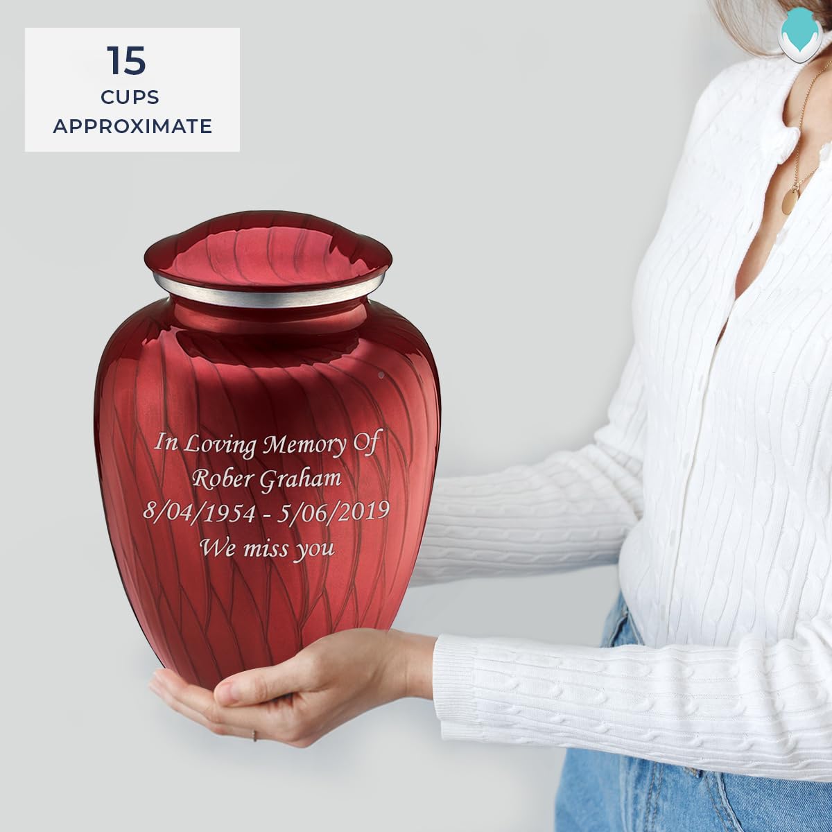 Premium Personalized Cremation Urns for Ashes - Large Pearl Candy Red Funeral Urn for Adults with Double-Side Engraving (Holds 200 lbs) | Memorial Keepsake for Home Display or Burial Ceremony