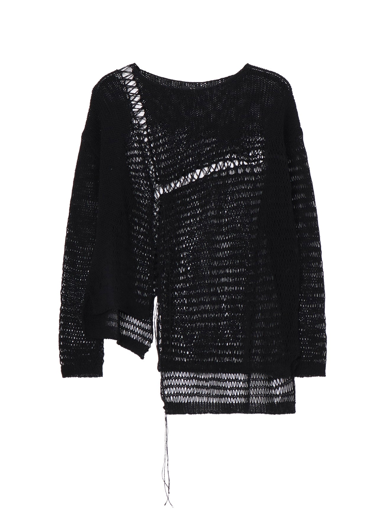 Asymmetrical Long Sleeve Knit Sweater for Women - Trendy Damaged Effect Pullover - Perfect for Casual Outings, Date Nights & Fall Layering