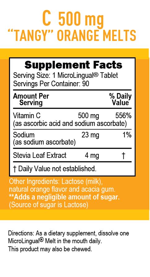 Vitamin C 500mg Orange Flavored Fast Melting Tablets - 90 Count | Immune Support & Antioxidant Boost | Perfect for Travel, Work & Daily Wellness