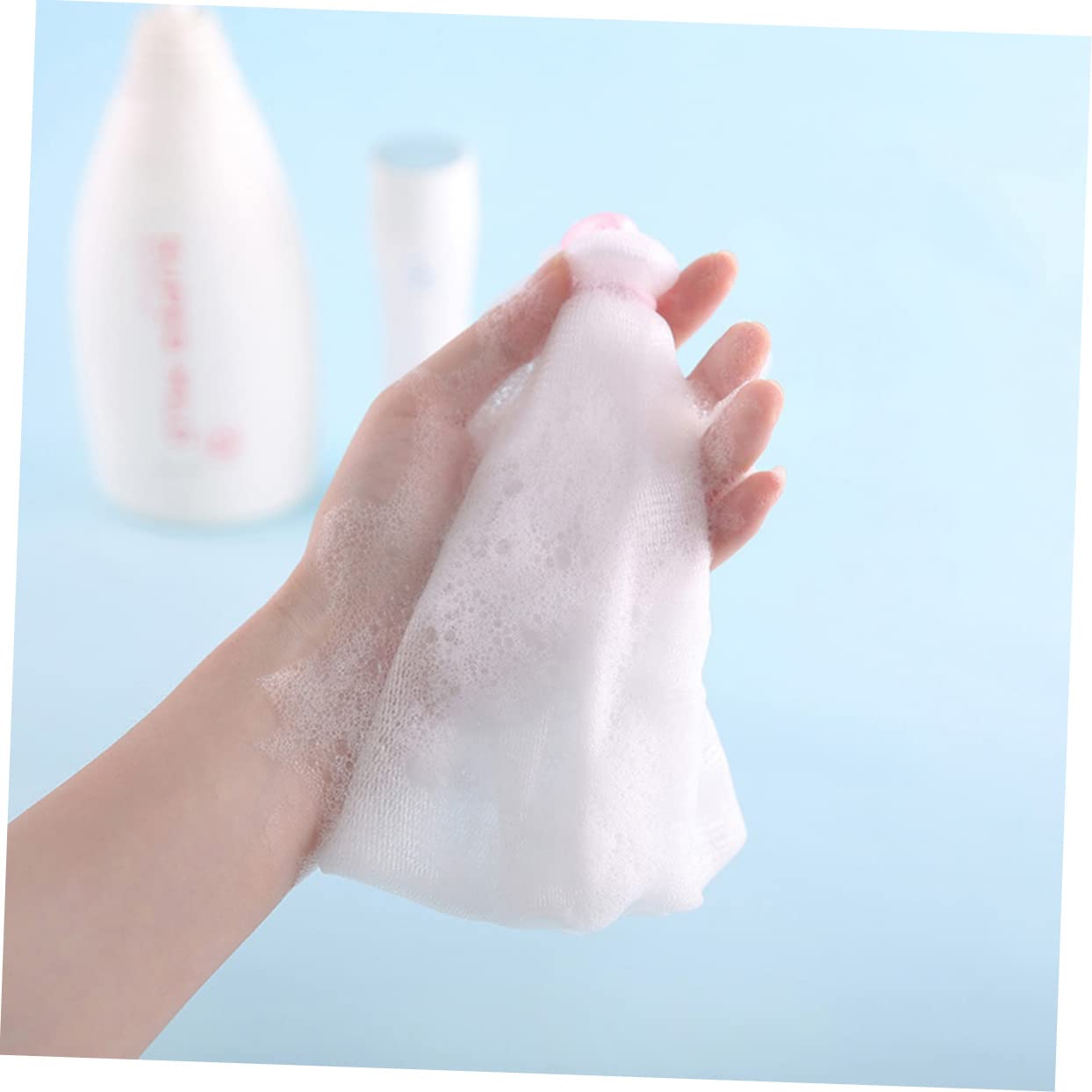 2-Pack White PP Soap Net Scrubber Pouch - Travel Soap Holder, Face Cleansing Foaming Net, Wash Wand for Shower & Bathroom Use