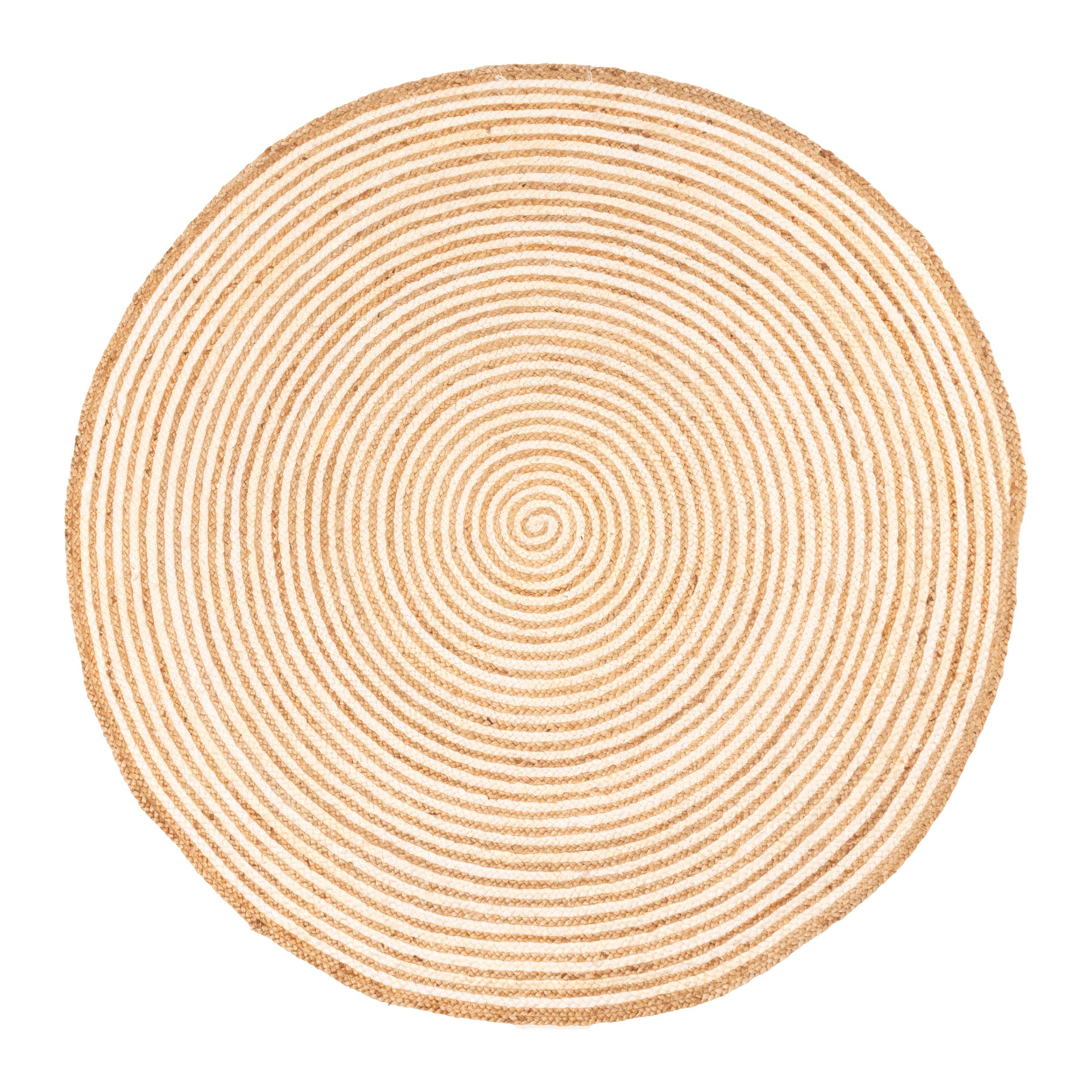 Premium 6' Round Braided Jute Area Rug for Living Room, Bedroom & Dining - Soft Natural Ivory Indoor Floor Mat - Boho Home Decor & Cozy Farmhouse Style