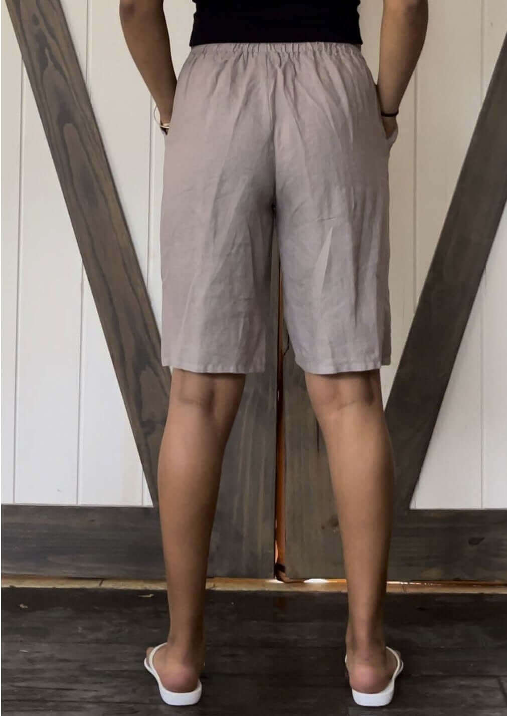 Premium Linen Walking Shorts for Men & Women - Khaki & Grey Colors - Made in USA - Perfect for Summer Hiking, Travel & Casual Outings