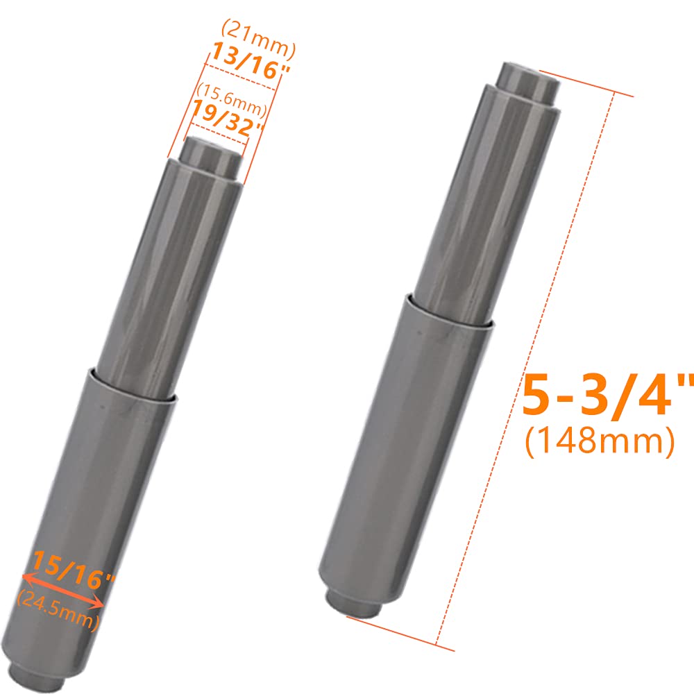 2-Pack Gray Plastic Toilet Paper Holder Roller - Spring Loaded Flexible Bathroom Tissue Spindle Replacement for Easy Installation | Perfect for Home, Apartment & RV Bathrooms