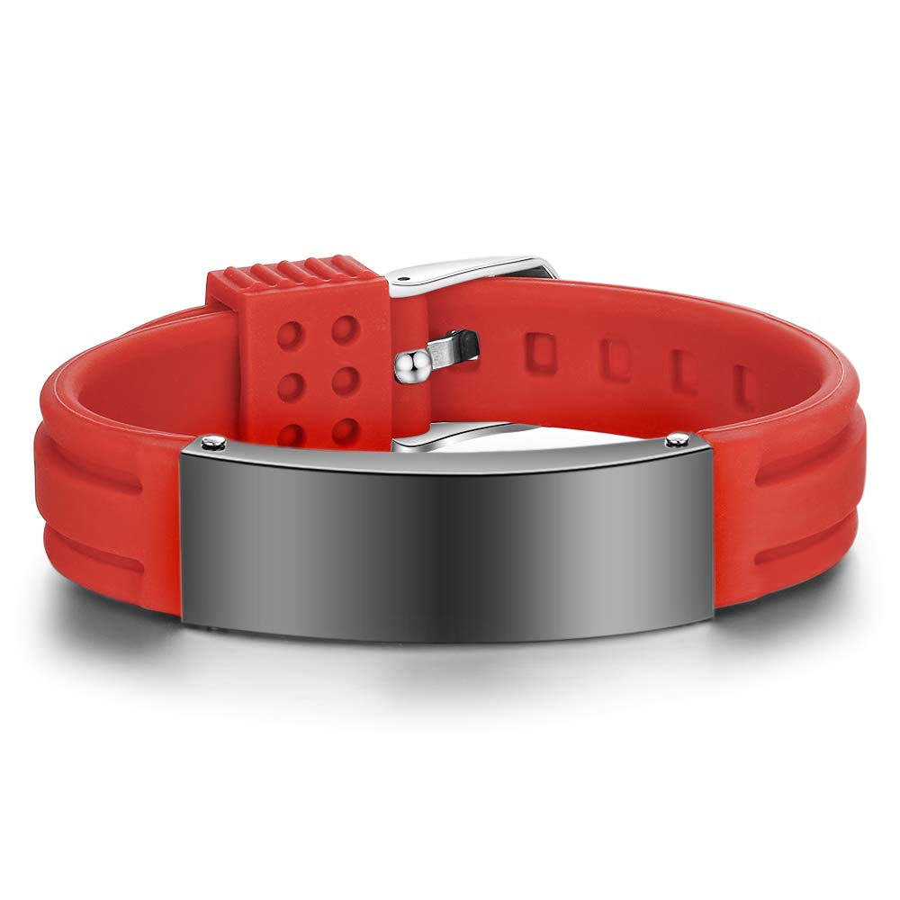 Adjustable Medical ID Bracelet for Women & Men - Personalized Silicone Sport Wristband for Kids & Adults - Perfect for Allergies, Diabetes & Emergency Identification