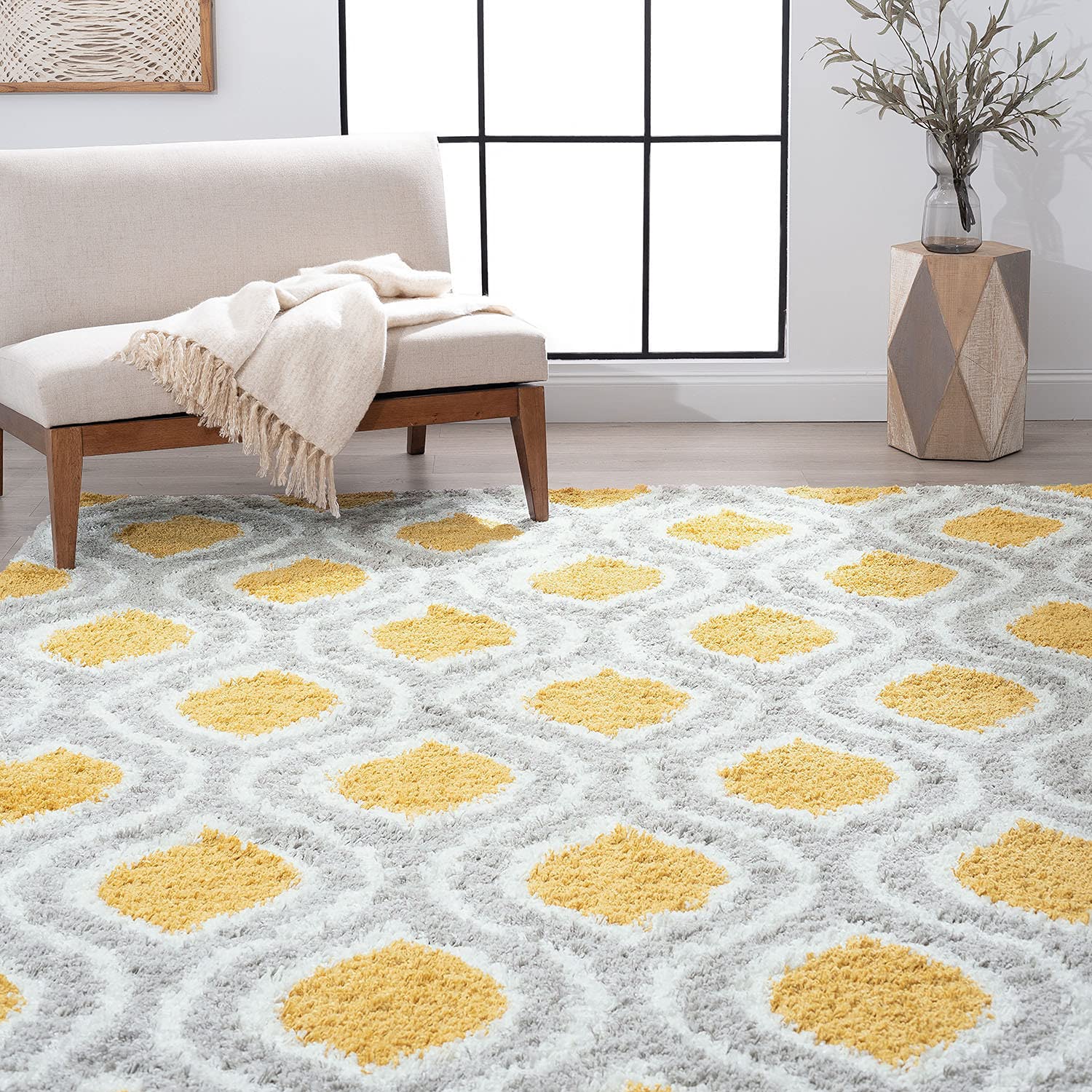Premium 4x6 Gold Shag Rug - Soft Easy Clean Modern Area Rug for Living Room, Bedroom, Dining Room & Entryway - Plush Shaggy Carpet for Home Decor - Perfect for Cozy Spaces & Contemporary Interiors