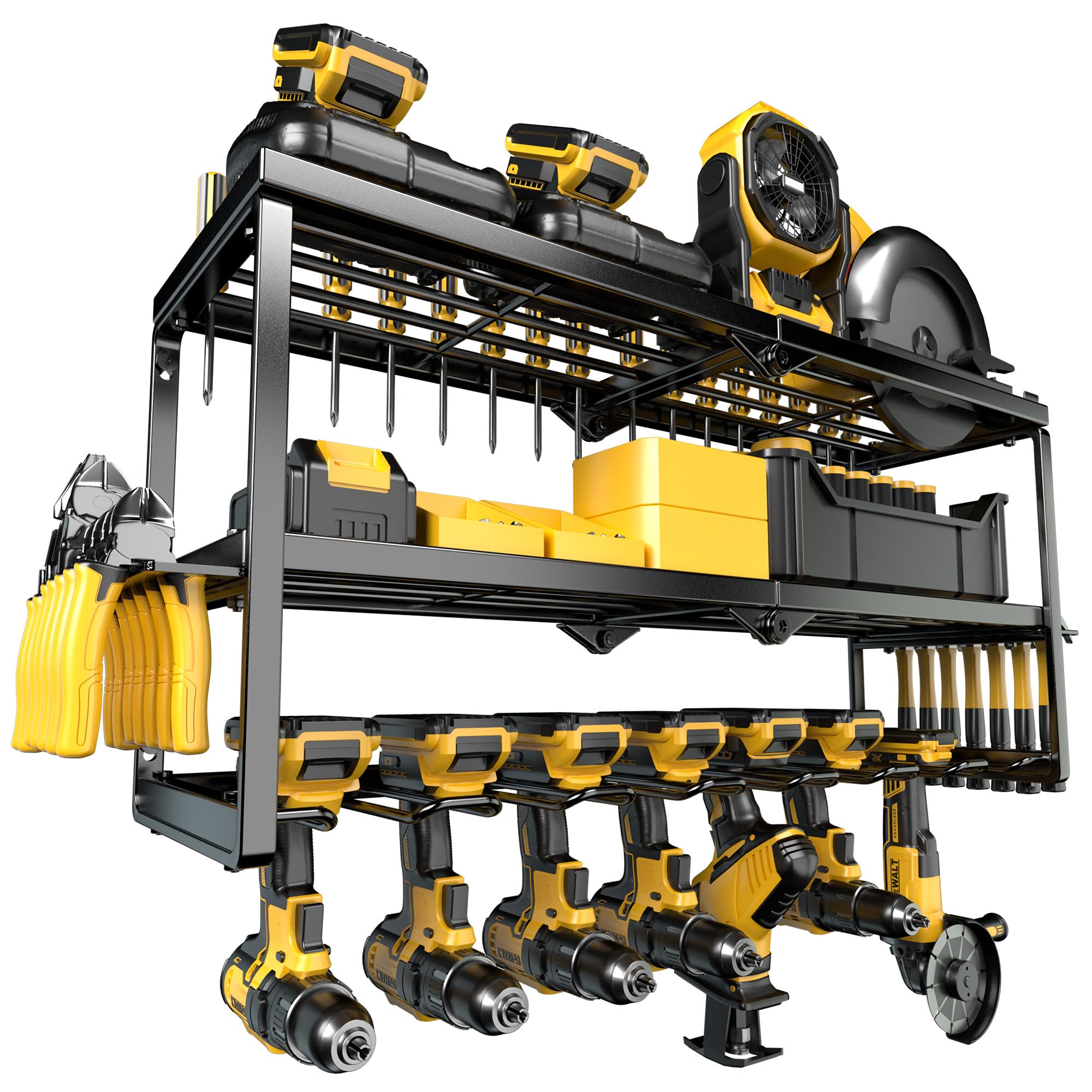 Heavy Duty Metal Power Tool Organizer - 7 Drill Holder for Garage Storage & Workshop Organization, Utility Rack for Cordless Tools (Fits Pegboard) | Perfect for DIY Projects & Professional Workspaces