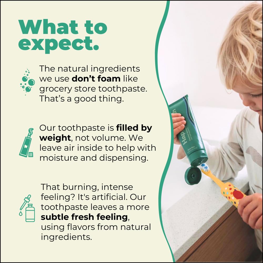 Happy Tooth Natural Hydroxyapatite Toothpaste - Fluoride Free, SLS Free, Whitening for Sensitive Teeth - Dentist Recommended for Adults & Kids - Vanilla Frosting Flavor 3.4 Fl Oz - Gentle Daily Care for Sensitive Smiles