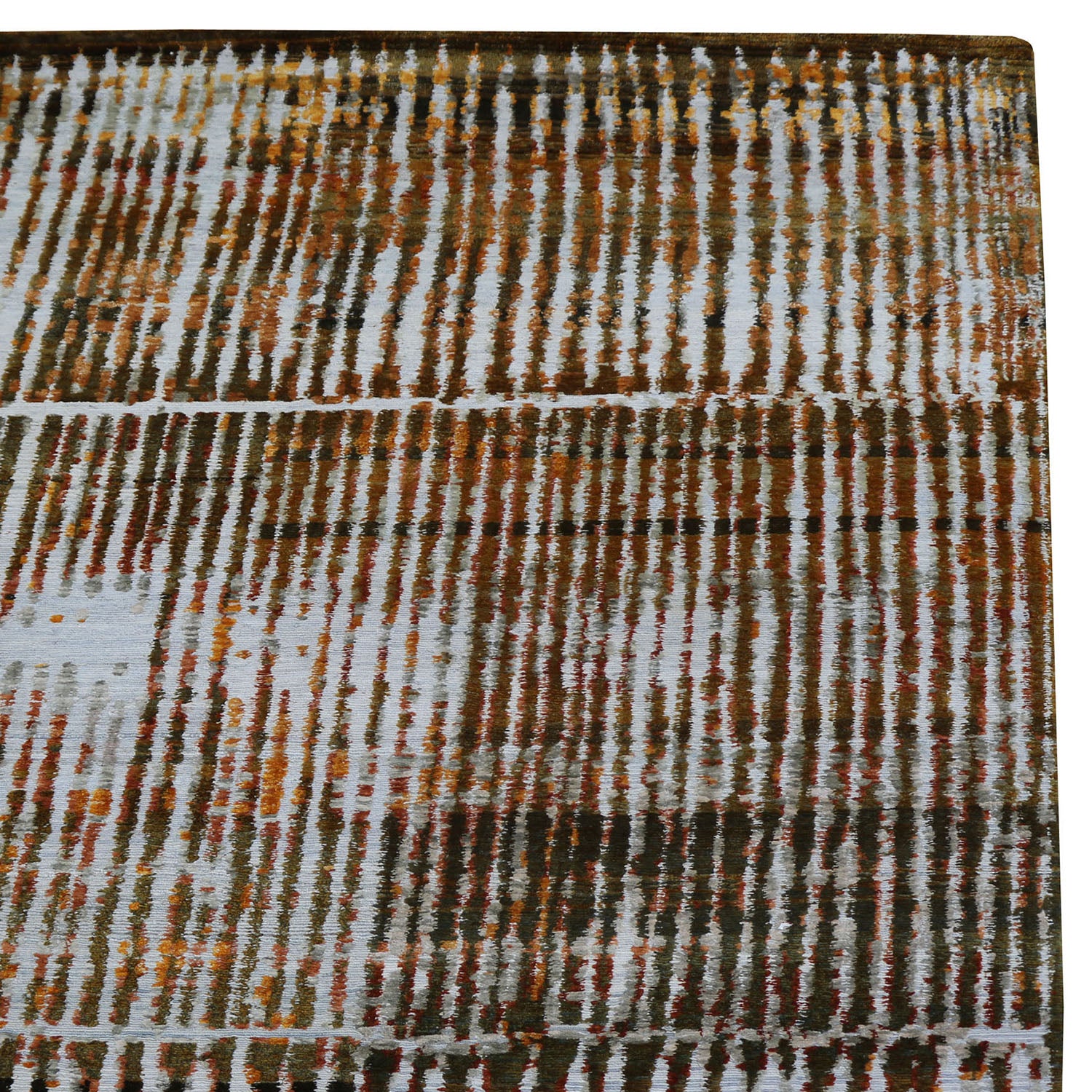 Brown Nu Vibrant Modern Tibetan Silk Rug 10'1 x 14'2 - Luxurious Handmade Area Rug for Living Room, Bedroom & Home Decor