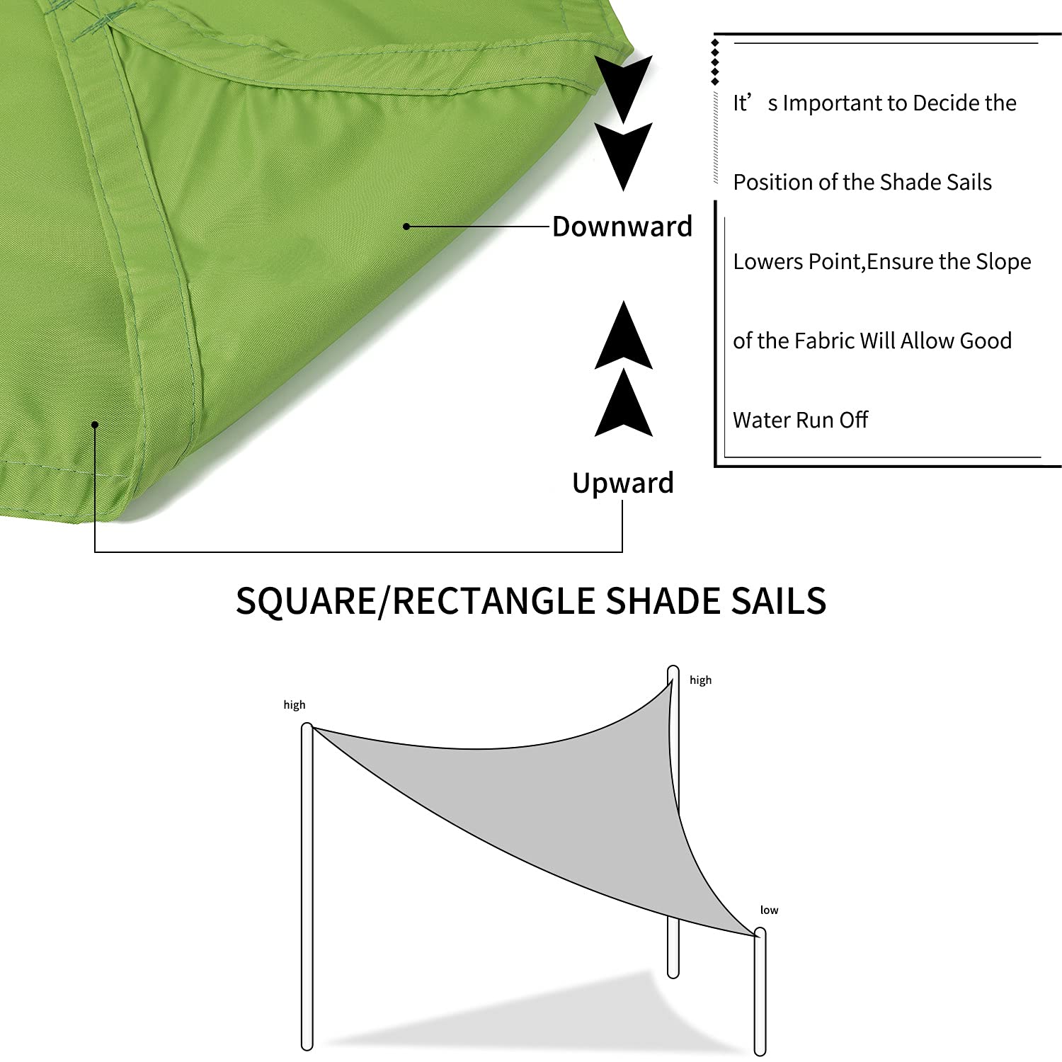 10'×13'×16' Triangle Shade Sail - UV Block, Waterproof Sun Canopy for Backyard, Patio, Garden & Pool - Grass Green Custom Shade Cover for Outdoor Relaxation & Sun Protection