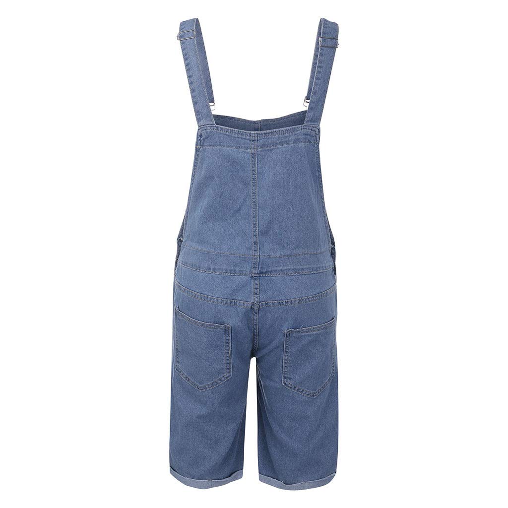 Men's Denim Bib Overalls Shorts - Adjustable Strap Summer Jumpsuit with Pockets | Casual Workwear, Outdoor Activities & DIY Projects (Blue)