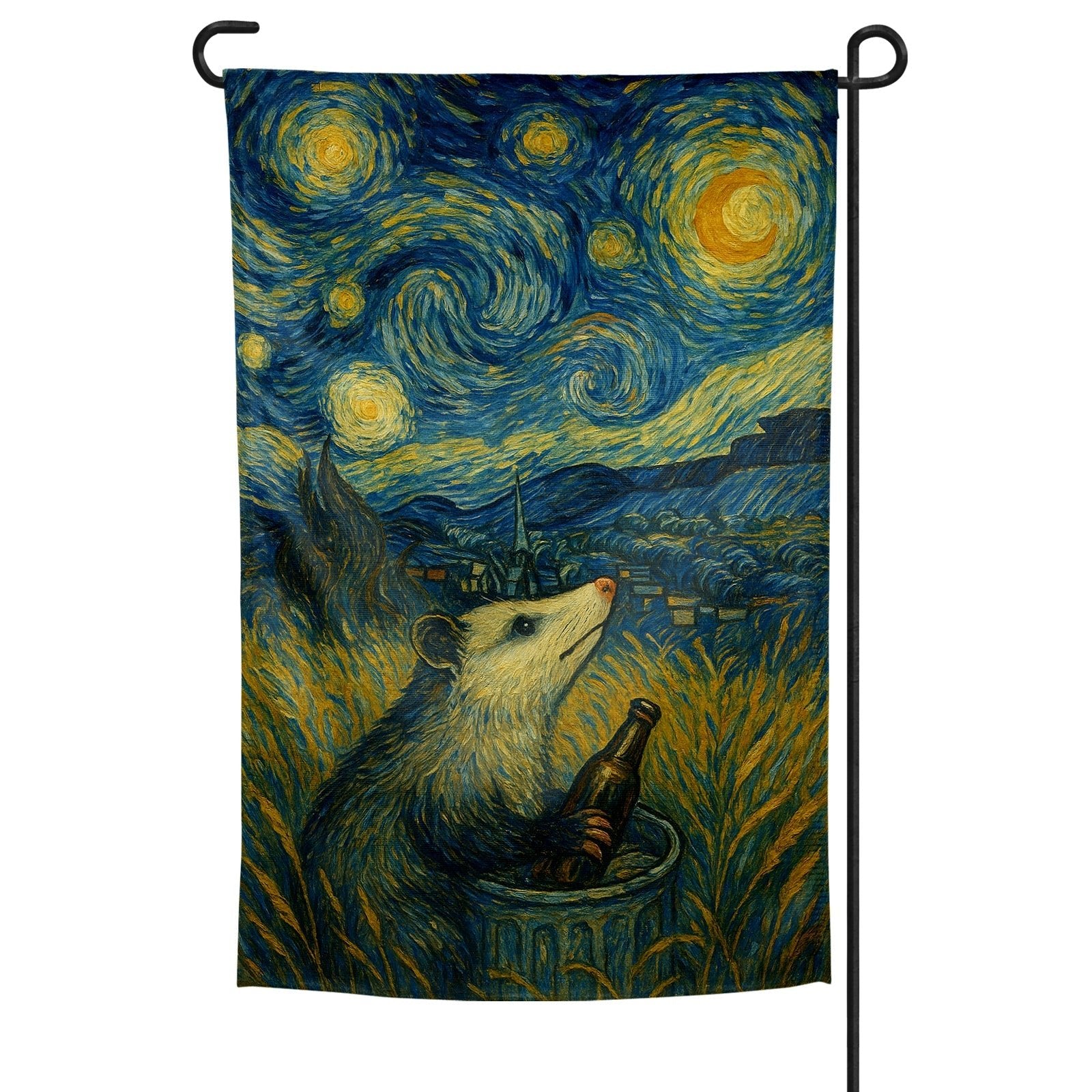 Starry Night Garden Flag - Van Gogh Inspired Outdoor Decor for Patio, Yard & Garden - Unique Perspective Art Flag for Home & Landscape Decoration