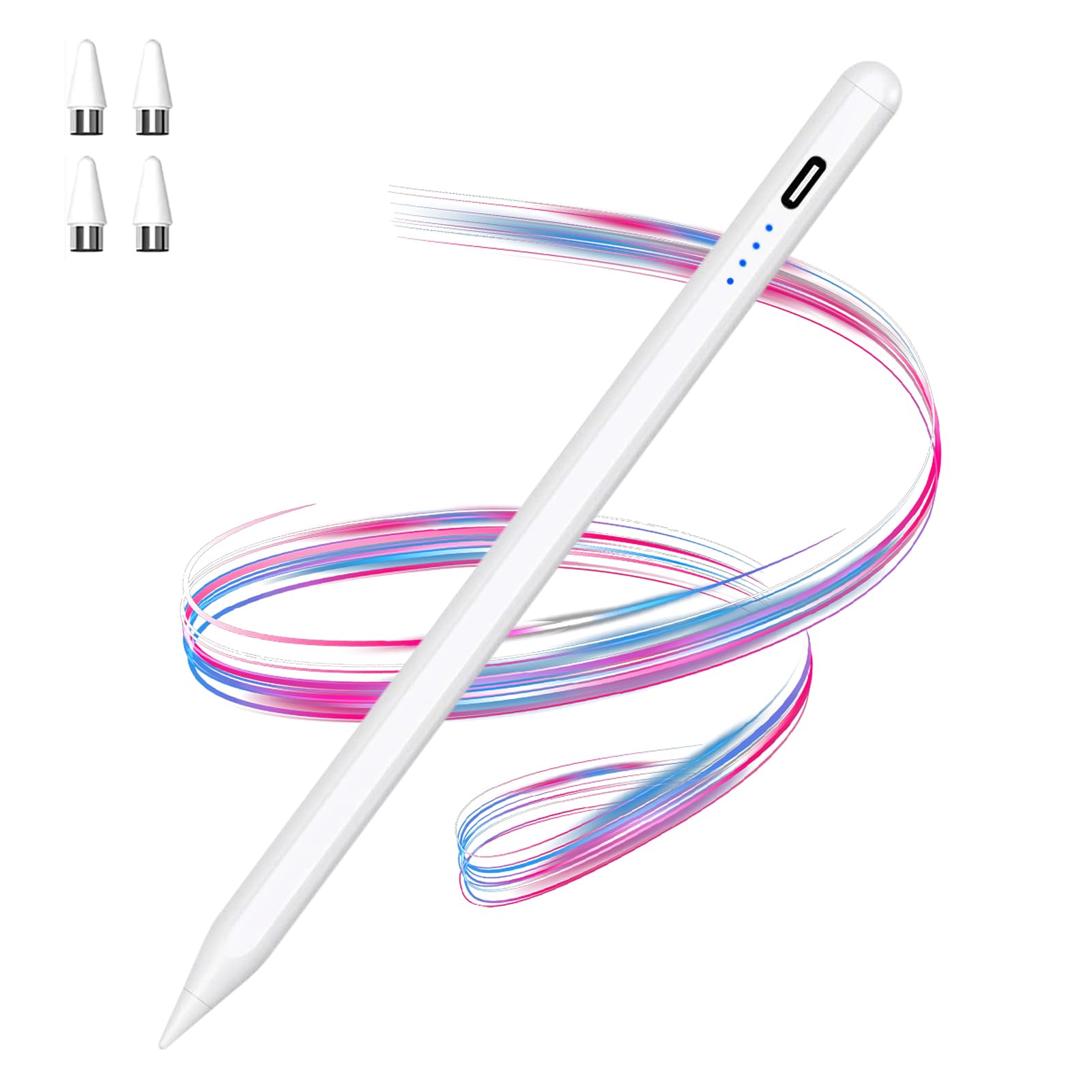 Premium Magnetic Stylus Pen for iPad Pro/Air/Mini & iPhone - Rechargeable POM Tip Active Pencil with Precision Touch Screen Control - Perfect for Drawing, Note-Taking & Digital Art on Tablets & Smartphones