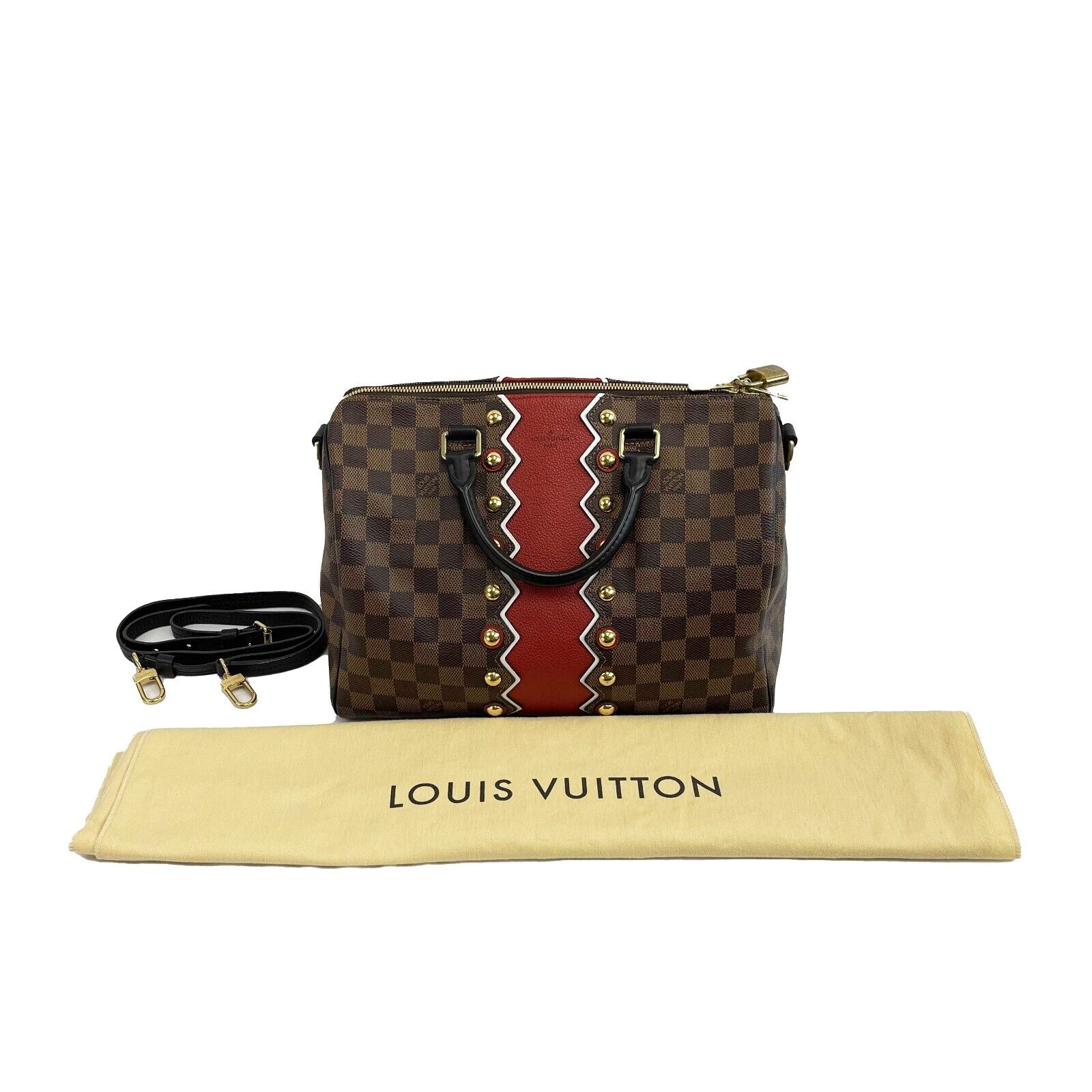 Authentic Louis Vuitton LV Damier Ebene Karakoram Speedy Bandouliere 30 Crossbody Bag with Adjustable Strap - Luxury Handbag for Women, Perfect for Travel, Work & Everyday Use