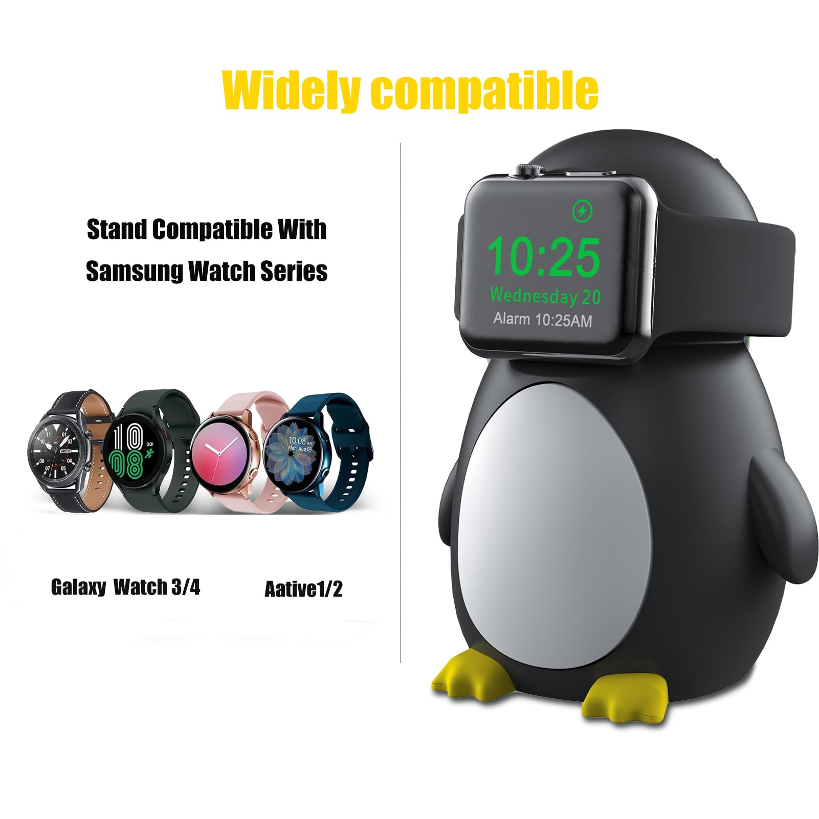 Apple Watch & Samsung Galaxy Watch Charger Stand with Nightstand Mode - Multi-Device Charging Dock for Home & Office Use | Perfect for Bedside, Desk & Travel Organization