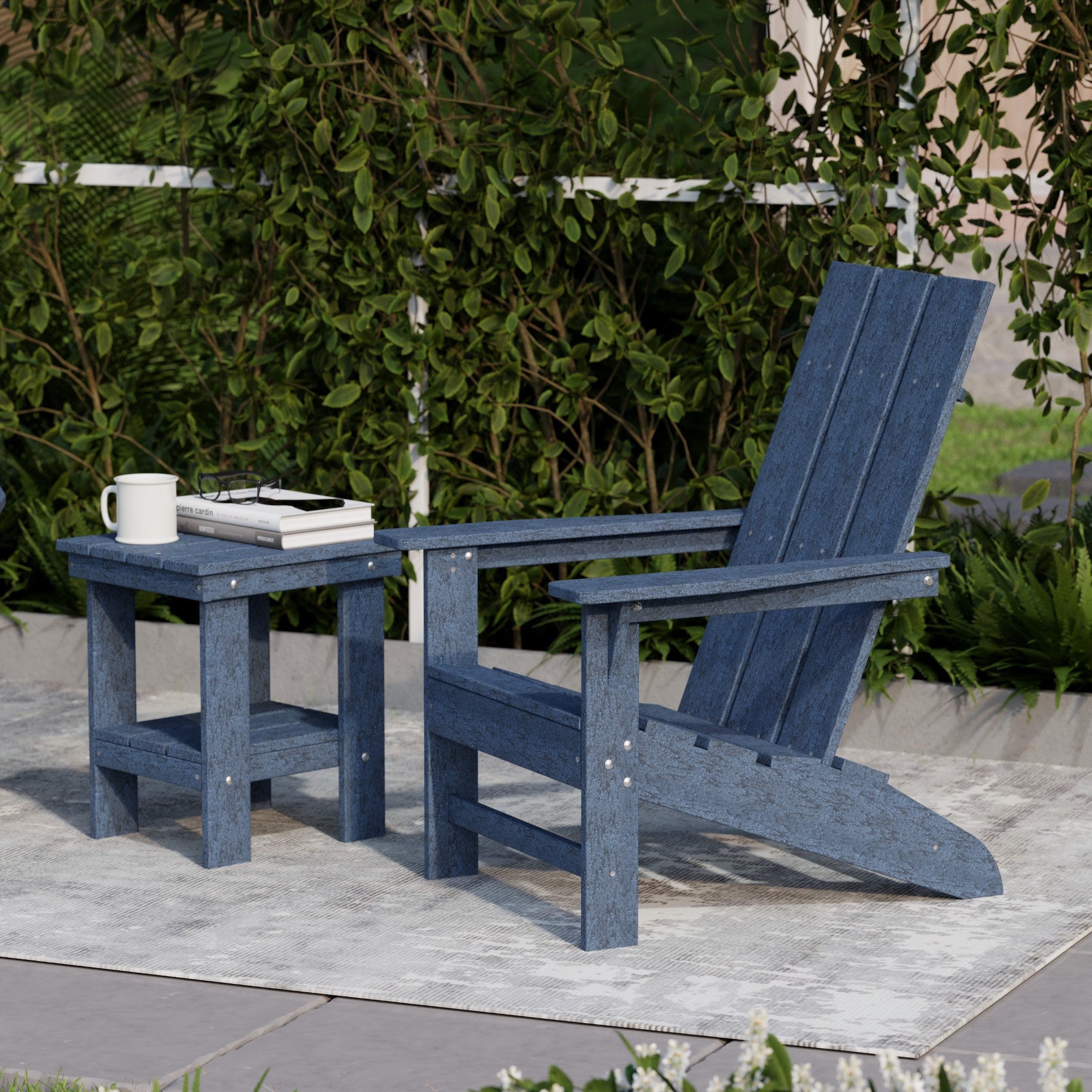 Freedom 3-Piece Modern Adirondack Chair Set with Side Table - Outdoor Patio Furniture for Backyard, Garden & Poolside Relaxation