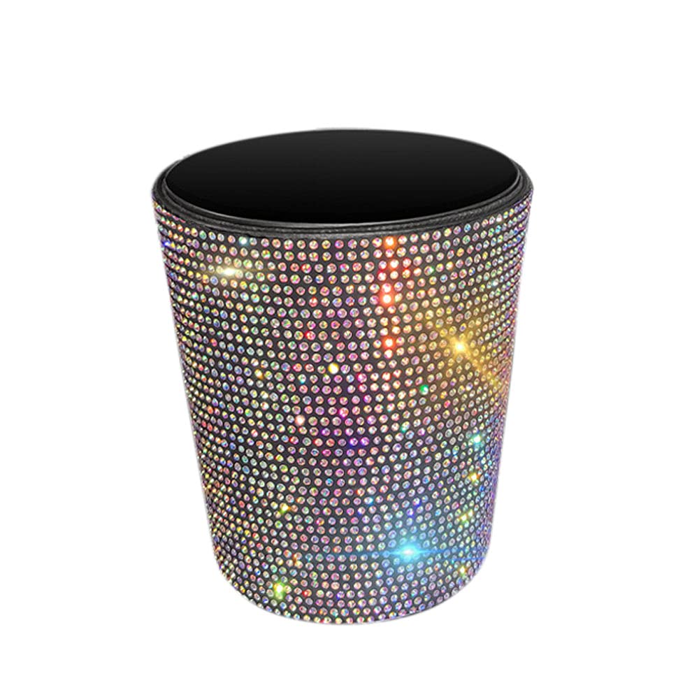 Bling Car Garbage Trash Can - Glitter Diamond Hanging Trash Bin, Multifunctional Organizer Storage Box for Vehicles (Colorful) | Perfect for Car, SUV, Truck & Road Trips