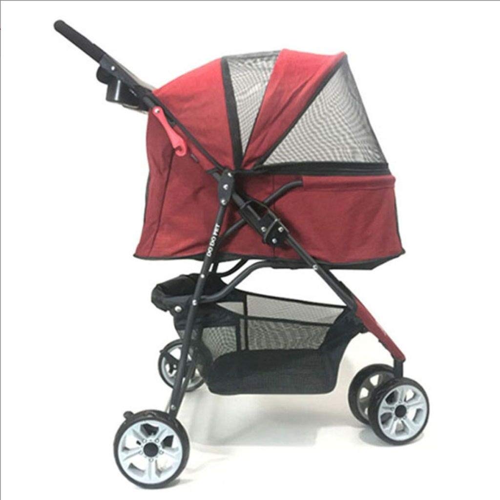YING Large Pet Stroller for Big Dogs - Foldable Dog Stroller with Air Rain Cover, Travel Cart for Outdoor Adventures - Perfect for Park Visits, Beach Trips & Vet Appointments (Red)