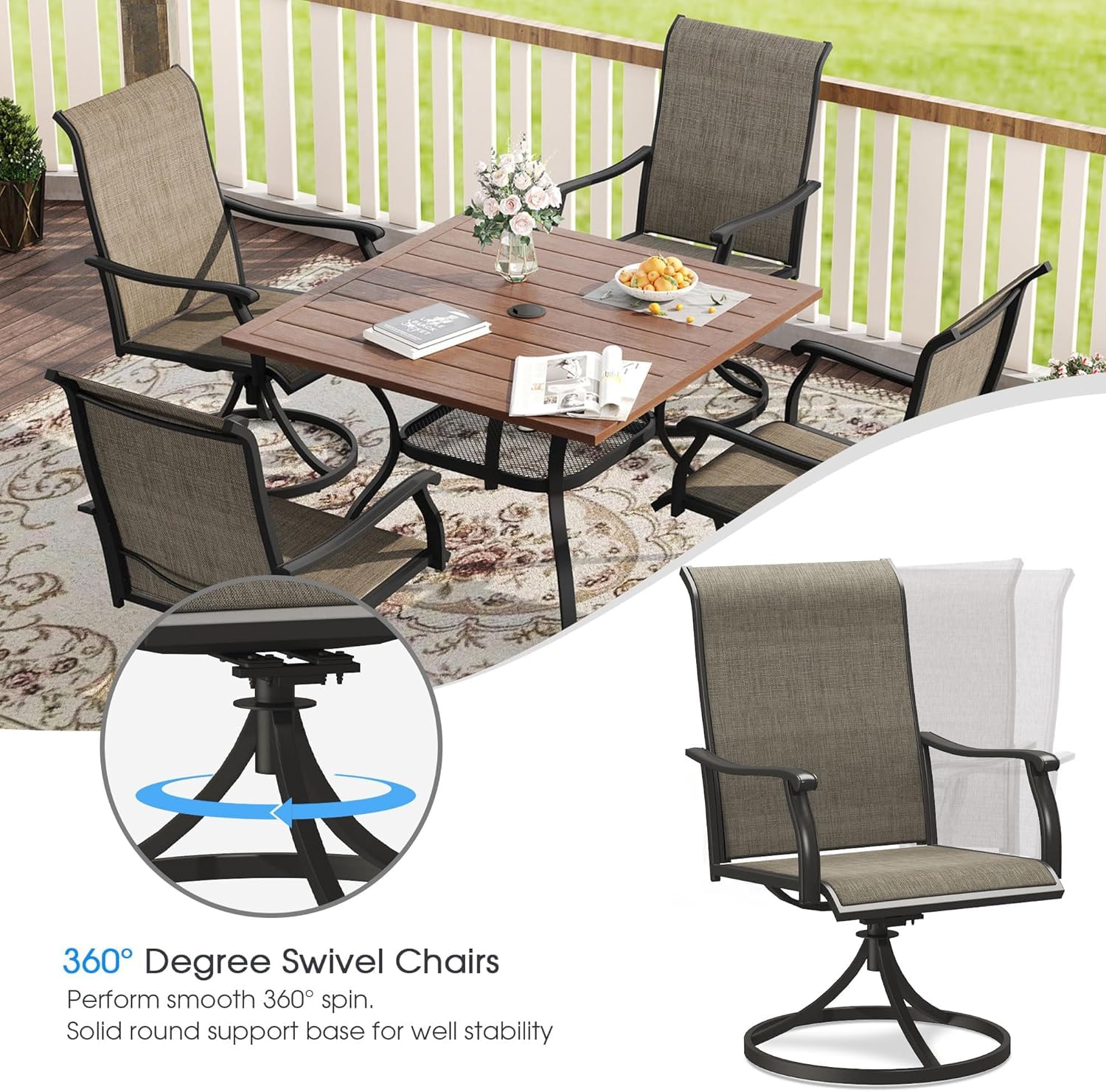 VICLLAX 7-Piece Outdoor Dining Set for 6 with 48