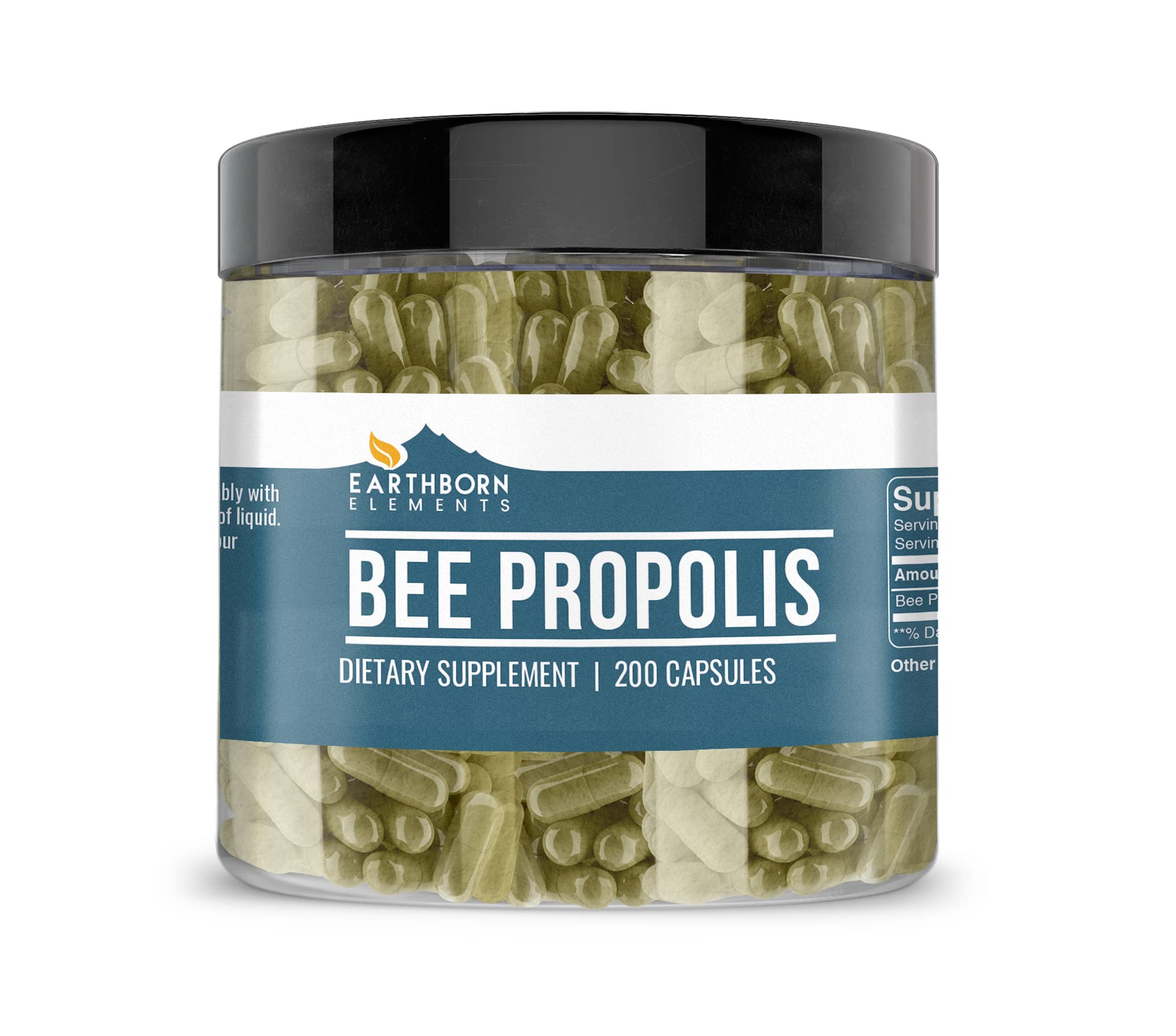 Earthborn Elements Bee Propolis 200 Capsules - Pure & Natural, Gluten-Free, Non-GMO Supplement for Immune Support & Wellness | Daily Health Boost for Adults & Kids
