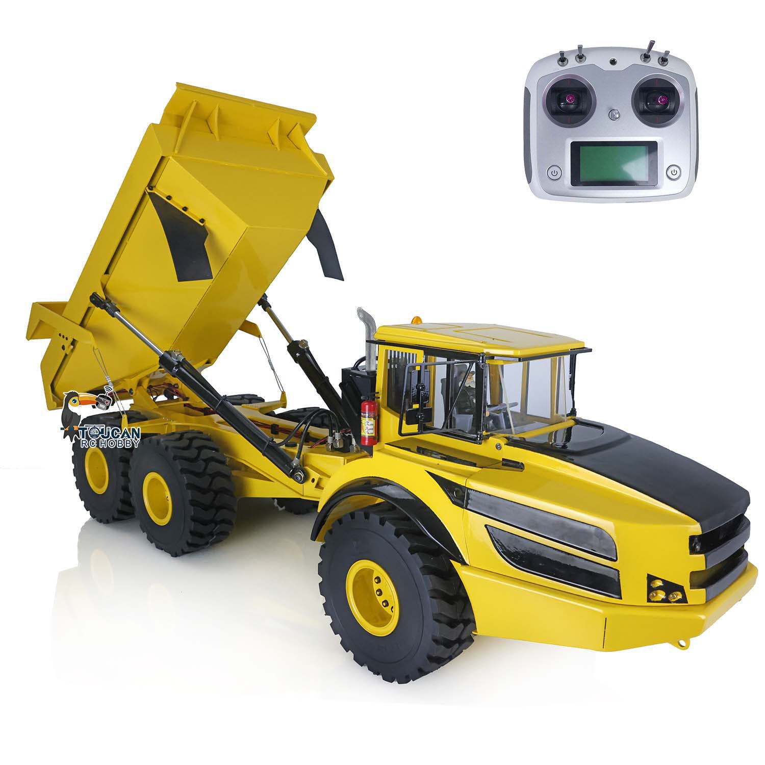 1/14 Scale A40G 6x6 Remote Control Articulated Dump Truck - Metal Hydraulic Lifting RC Construction Vehicle Toy with Servo Motor & Transmitter - Perfect for Construction Site Play, Collecting, and RC Hobby Enthusiasts