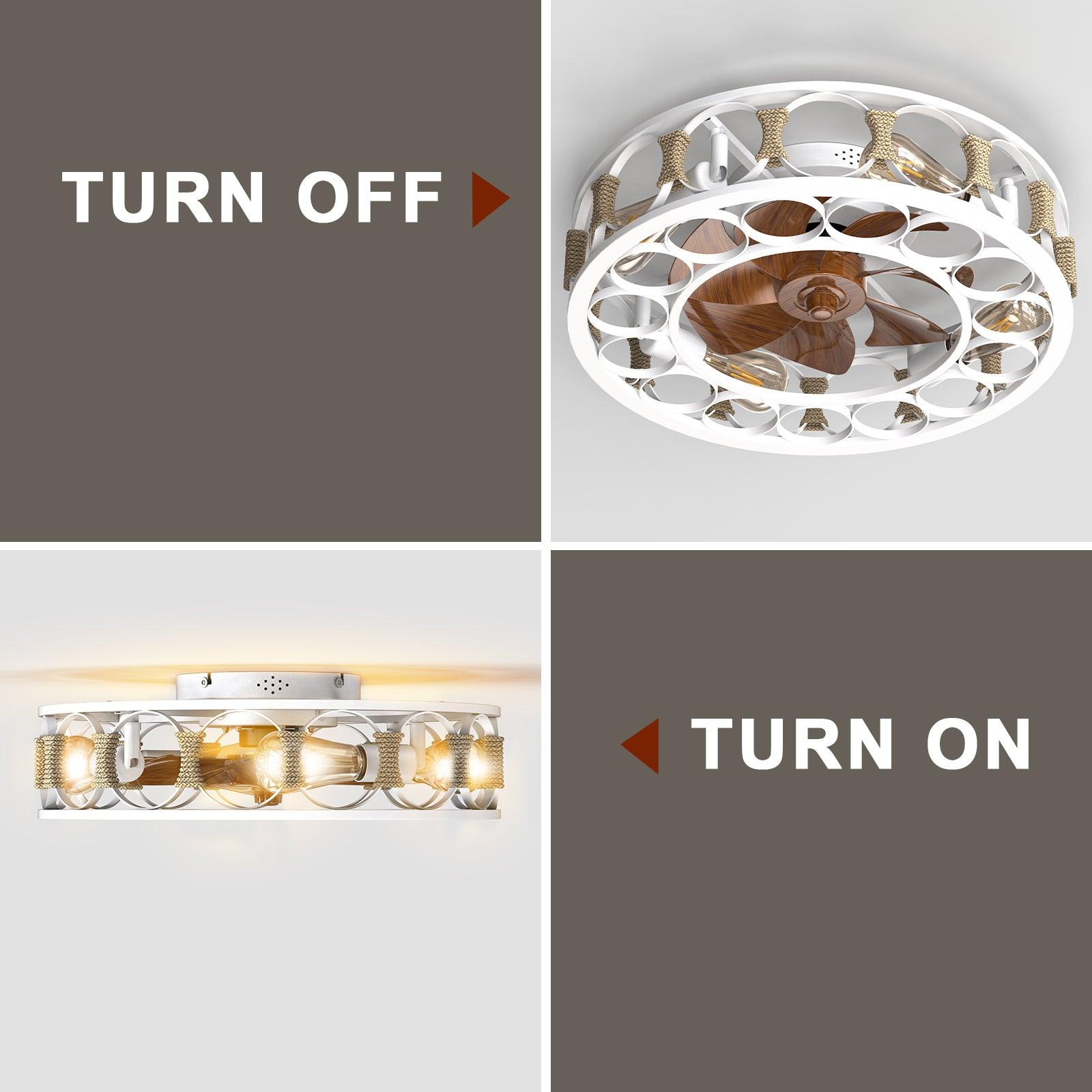 Modern Semi-Flush Mount Ceiling Fan with Lights & Remote Control - 6 Speed Reversible Blades, Includes 4 LED Bulbs (White) - Perfect for Living Room, Bedroom, and Office Spaces