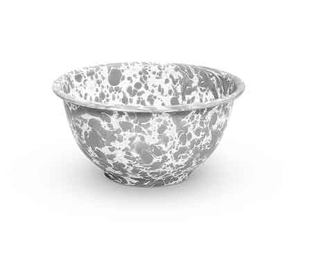 Premium Enamelware Bowls Set of 4 - 14oz Gray Marble Design - Durable & Stylish Kitchenware for Serving, Mixing & Food Storage - Perfect for Salads, Soups & Entertaining