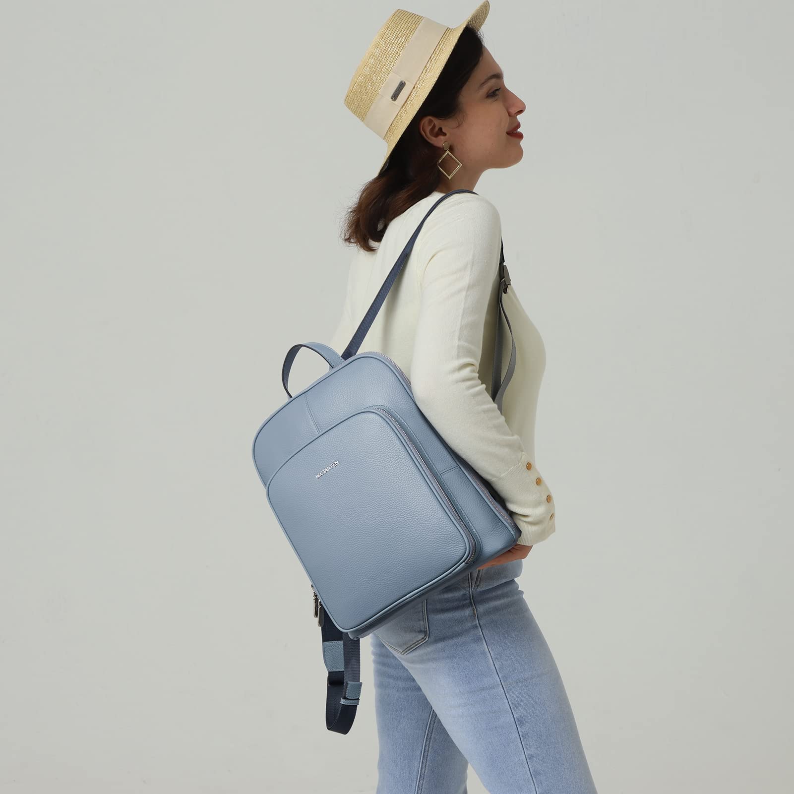 BOSTANTEN Genuine Leather Backpack Purse for Women - Stylish & Durable College Backpack, Travel Bag, Work Tote - Perfect for School, Commuting & Weekend Getaways