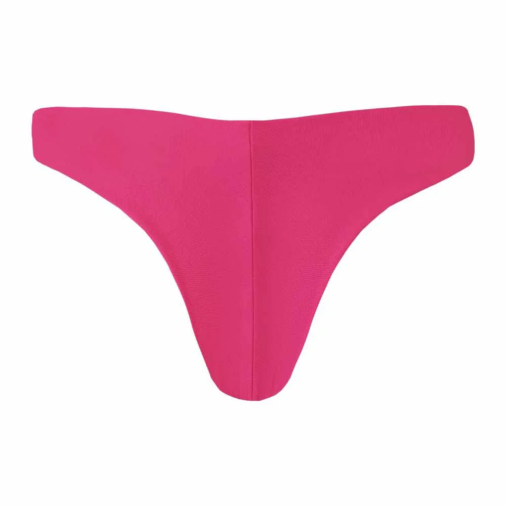 High-Quality Solid Pink Brazilian Classic Thong Bikini Bottom - Sexy Swimwear for Beach, Pool & Summer Vacations