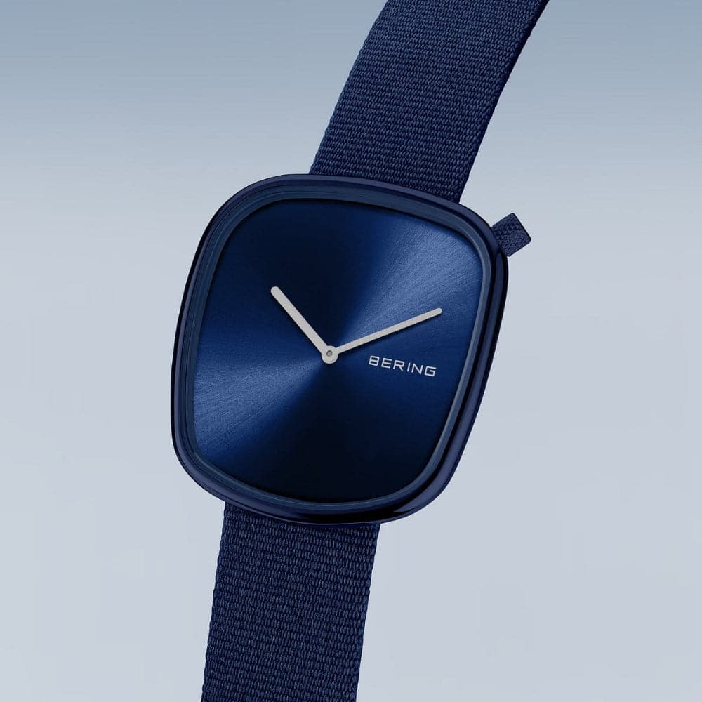 Bering Pebble Blue Dial Unisex Watch with NATO Strap - Waterproof Minimalist Watch for Men & Women - Perfect for Everyday Wear, Outdoor Activities & Fashion Accessories