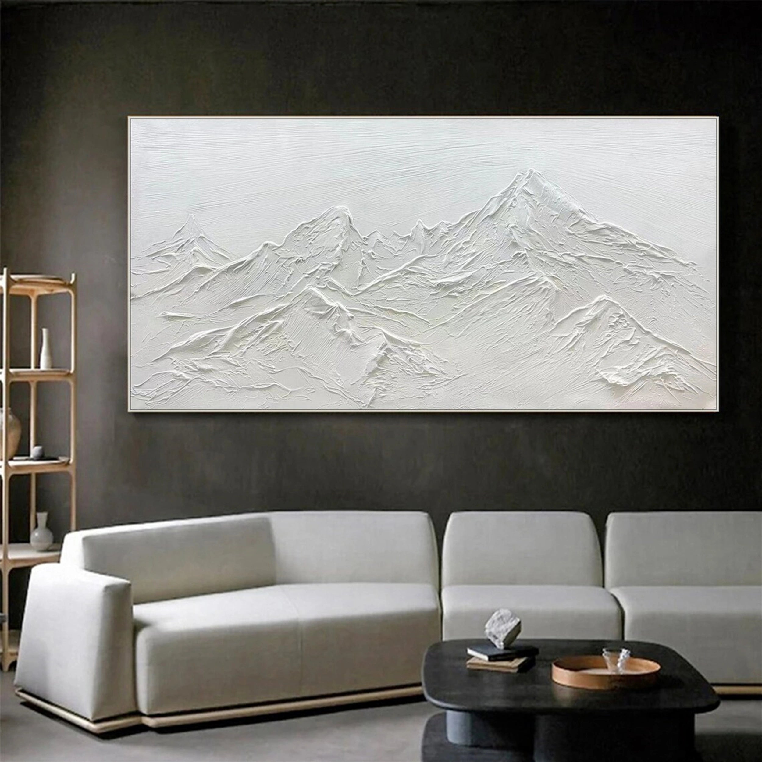 White Minimalist Textured Painting Canvas #MM107 - Modern Abstract Wall Art for Living Room, Bedroom & Office Decor