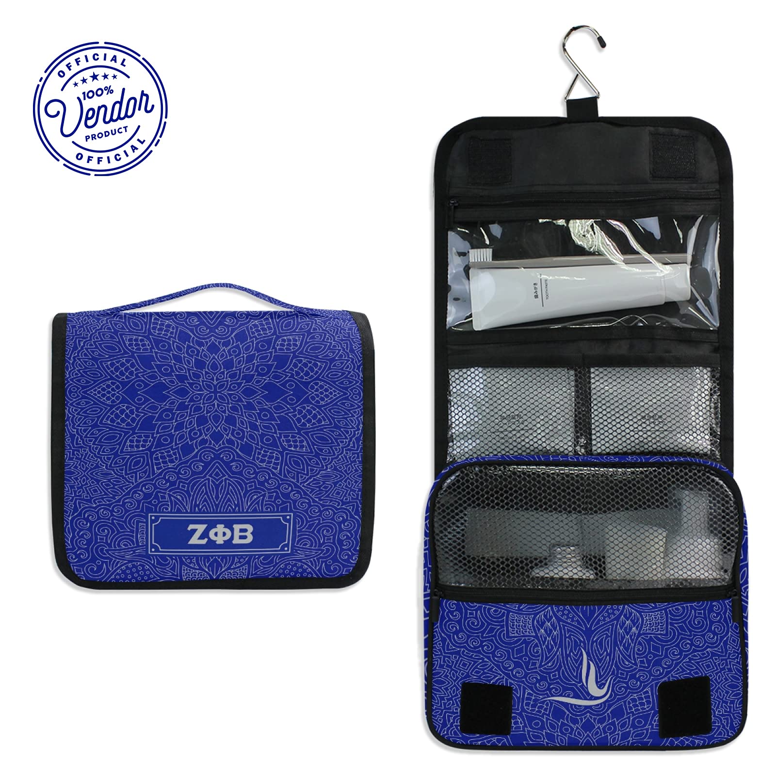 Zeta Phi Beta Sorority Toiletry Travel Bag Organizer - Official Vendor BBGreek - Perfect for College, Greek Events & Travel Accessories
