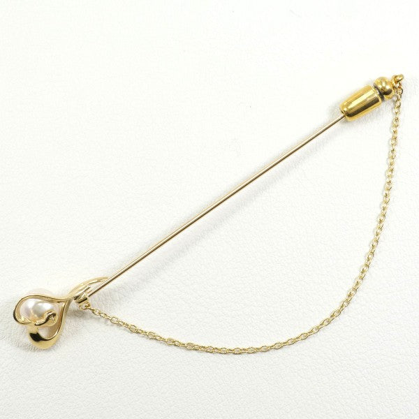 18K Yellow Gold Pearl Pin Brooch - Elegant Pearl Jewelry for Women, Vintage Pearl Brooch for Dresses, Coats & Special Occasions