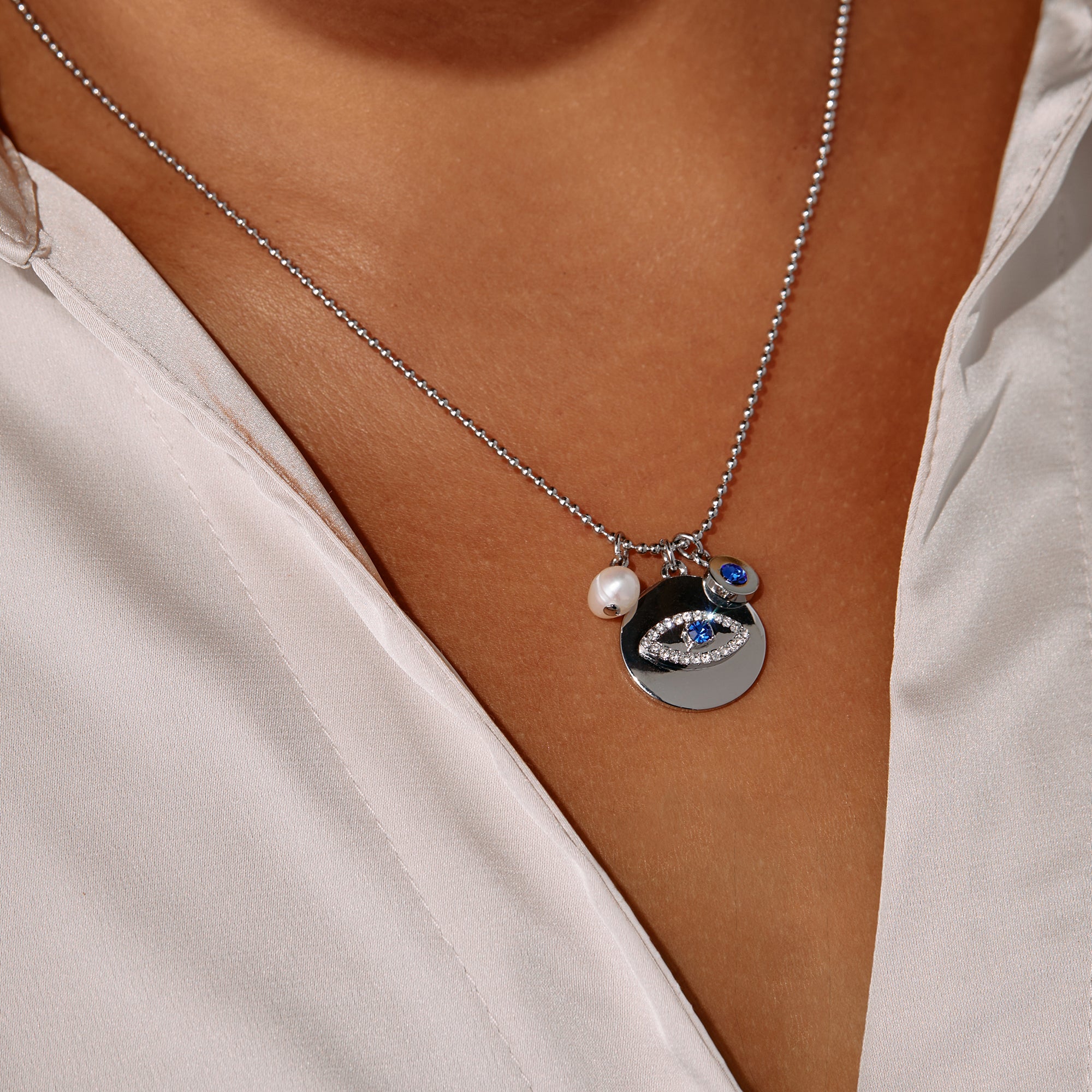 Evil Eye Protection Jewelry Set - Necklace & Stud Earrings for Women, Gift for Her | Spiritual Wardrobe Accessory for Everyday Wear & Special Occasions