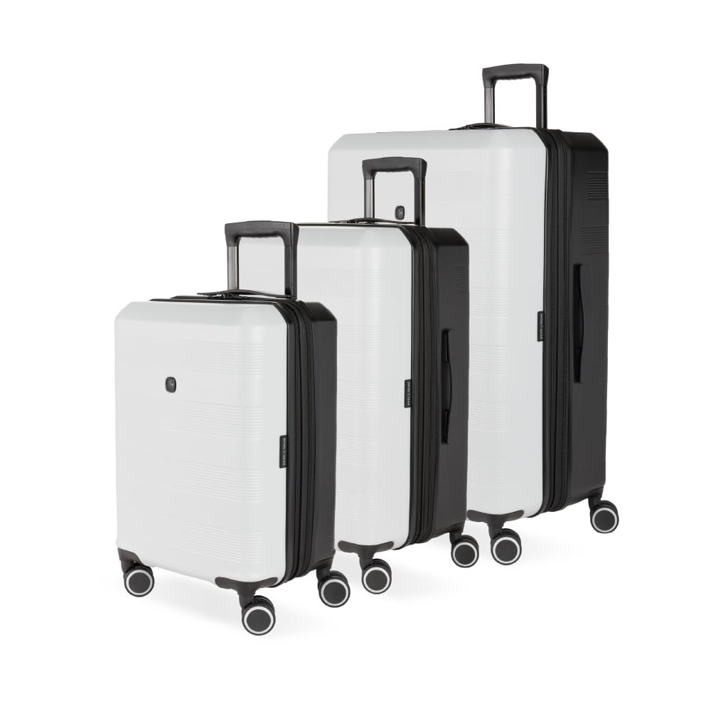 SwissGear Duet Hardside Expandable Luggage Set with 360° Spinner Wheels (3-Piece, 19/24/28 Inch) - Lightweight Grey/Black Suitcase for Travel | Perfect for Business Trips, Vacations & International Travel